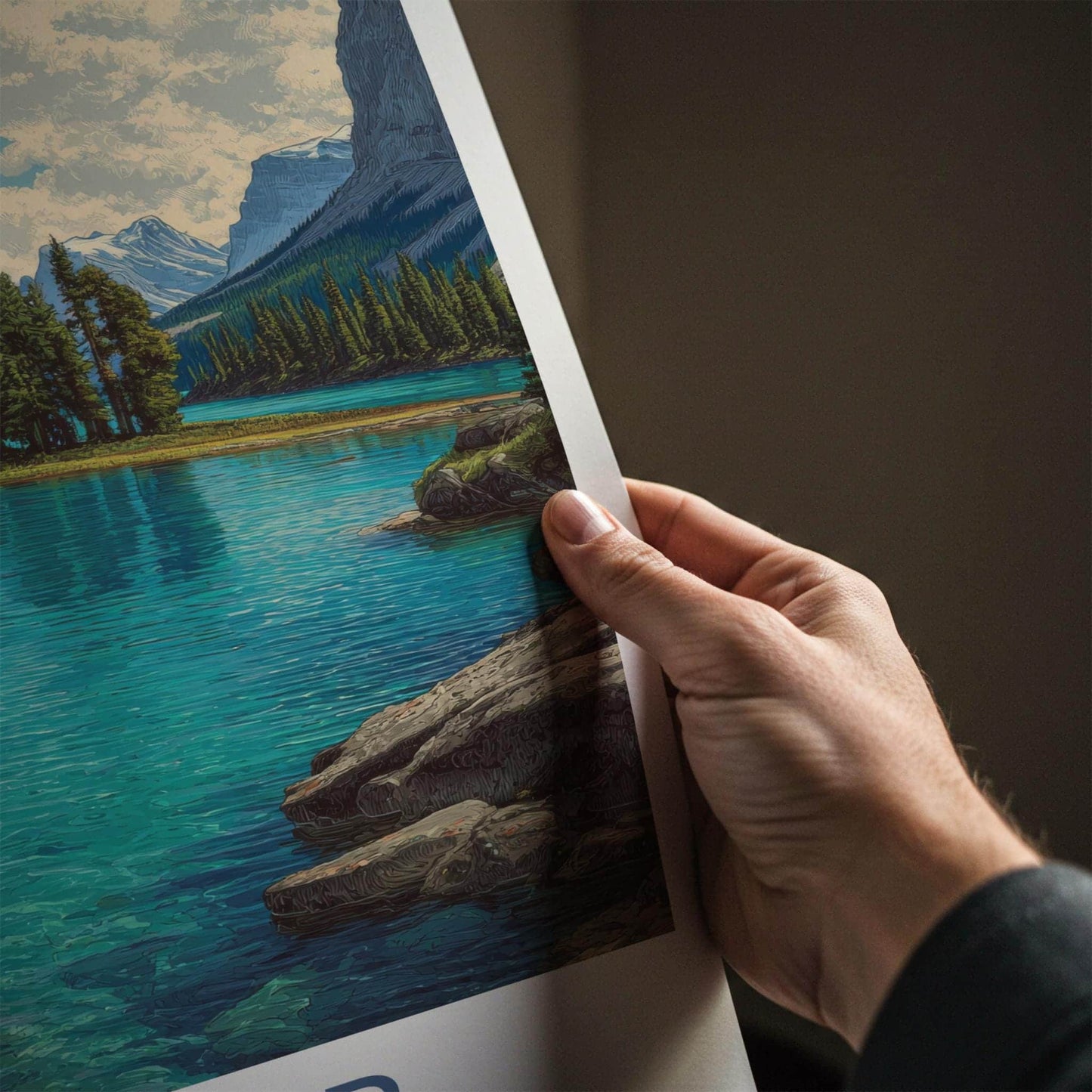 Jasper Poster - Canada Wall Art - Turquoise Lake Island Home Decor