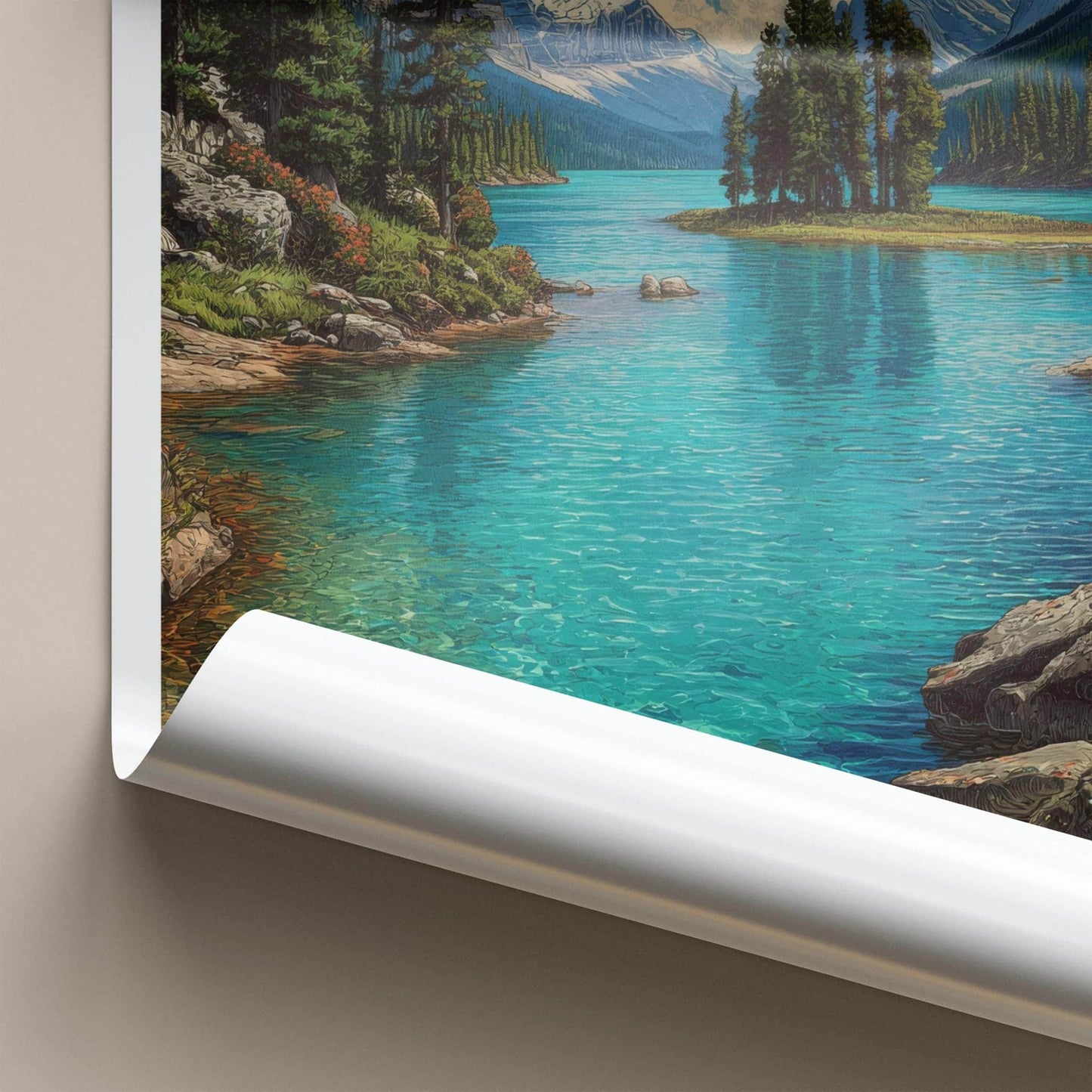Jasper Poster - Canada Wall Art - Turquoise Lake Island Home Decor