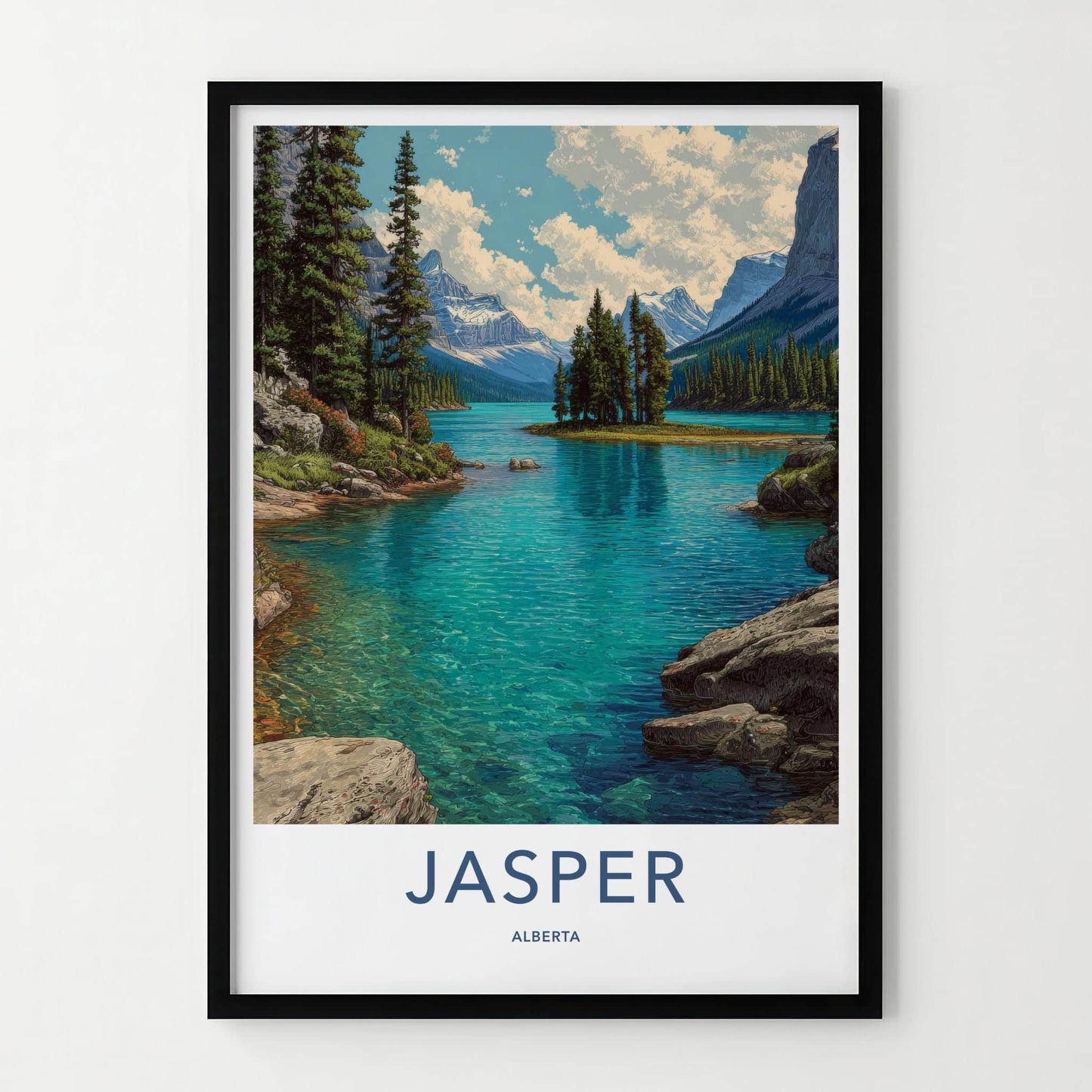Jasper Poster - Canada Wall Art - Turquoise Lake Island Home Decor