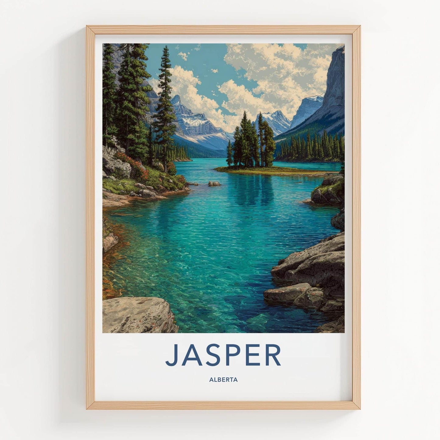 Jasper Poster - Canada Wall Art - Turquoise Lake Island Home Decor