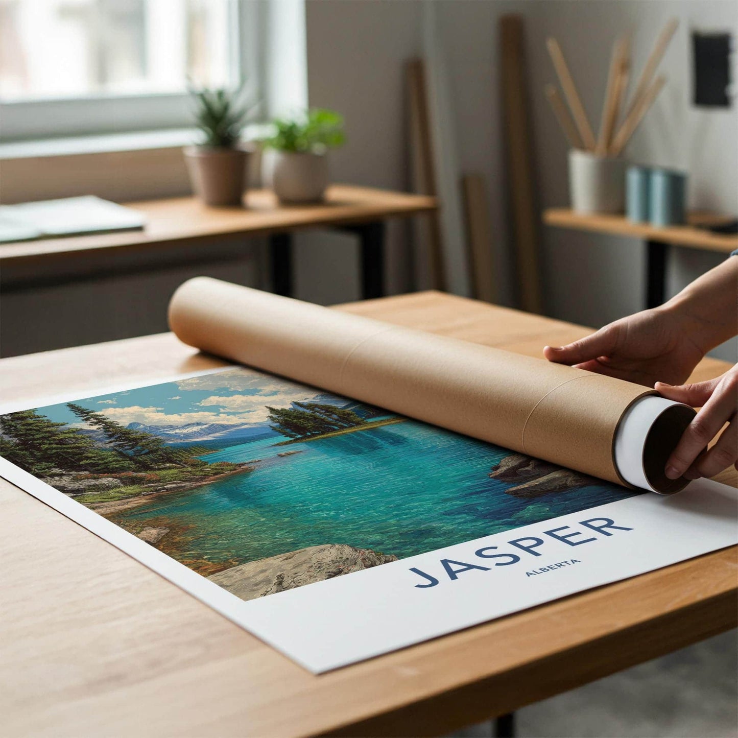 Jasper Poster - Canada Wall Art - Turquoise Lake Island Home Decor