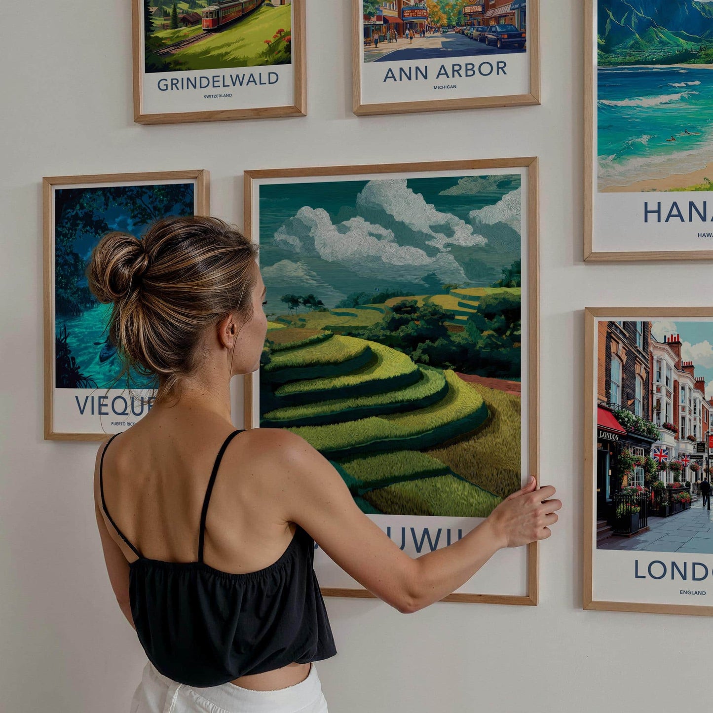 Jatiluwih Poster - Indonesia Travel Art - Lush Green Terraces Wall Decor