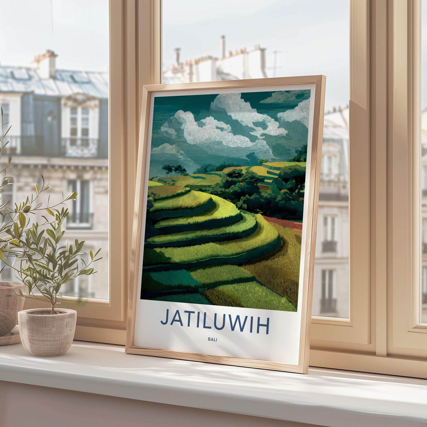 Jatiluwih Poster - Indonesia Travel Art - Lush Green Terraces Wall Decor
