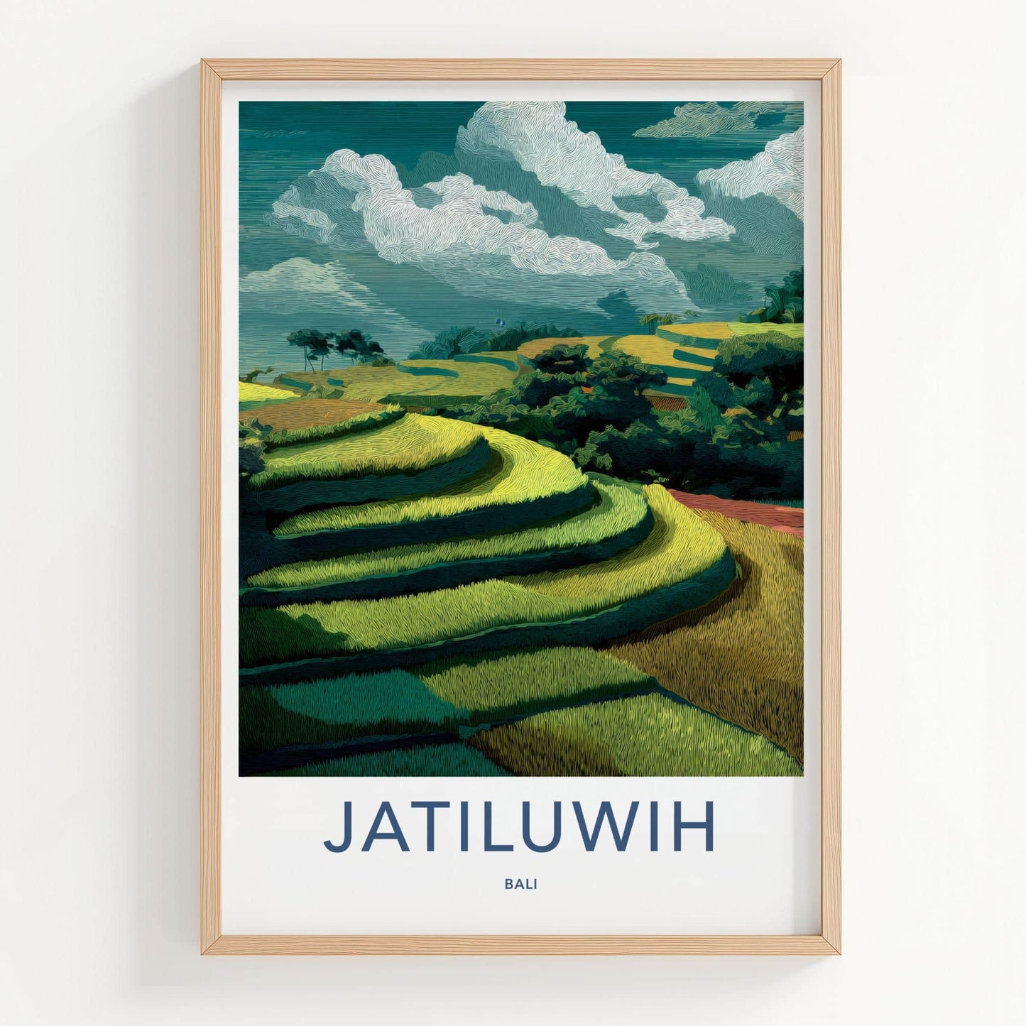 Jatiluwih Poster - Indonesia Travel Art - Lush Green Terraces Wall Decor