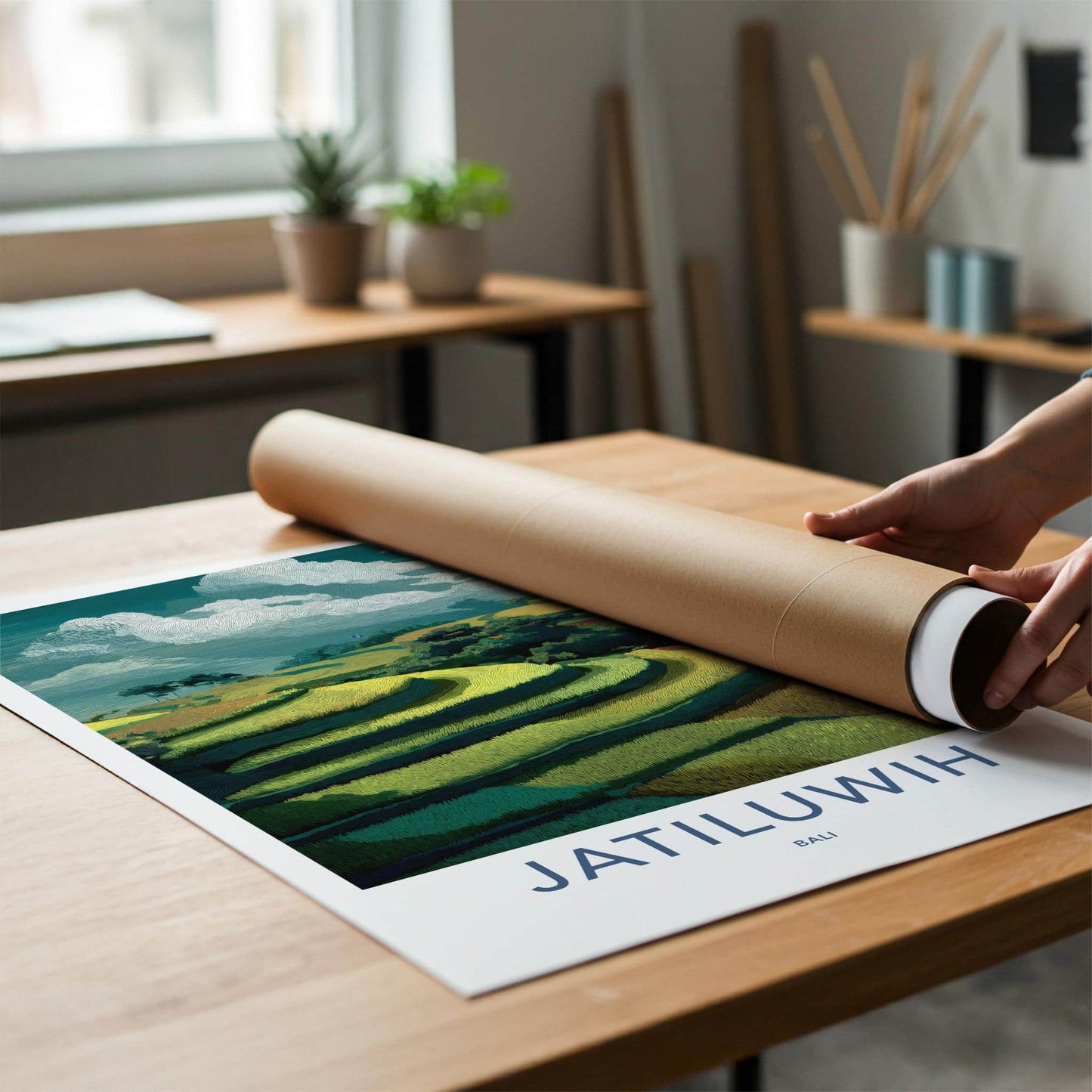 Jatiluwih Poster - Indonesia Travel Art - Lush Green Terraces Wall Decor