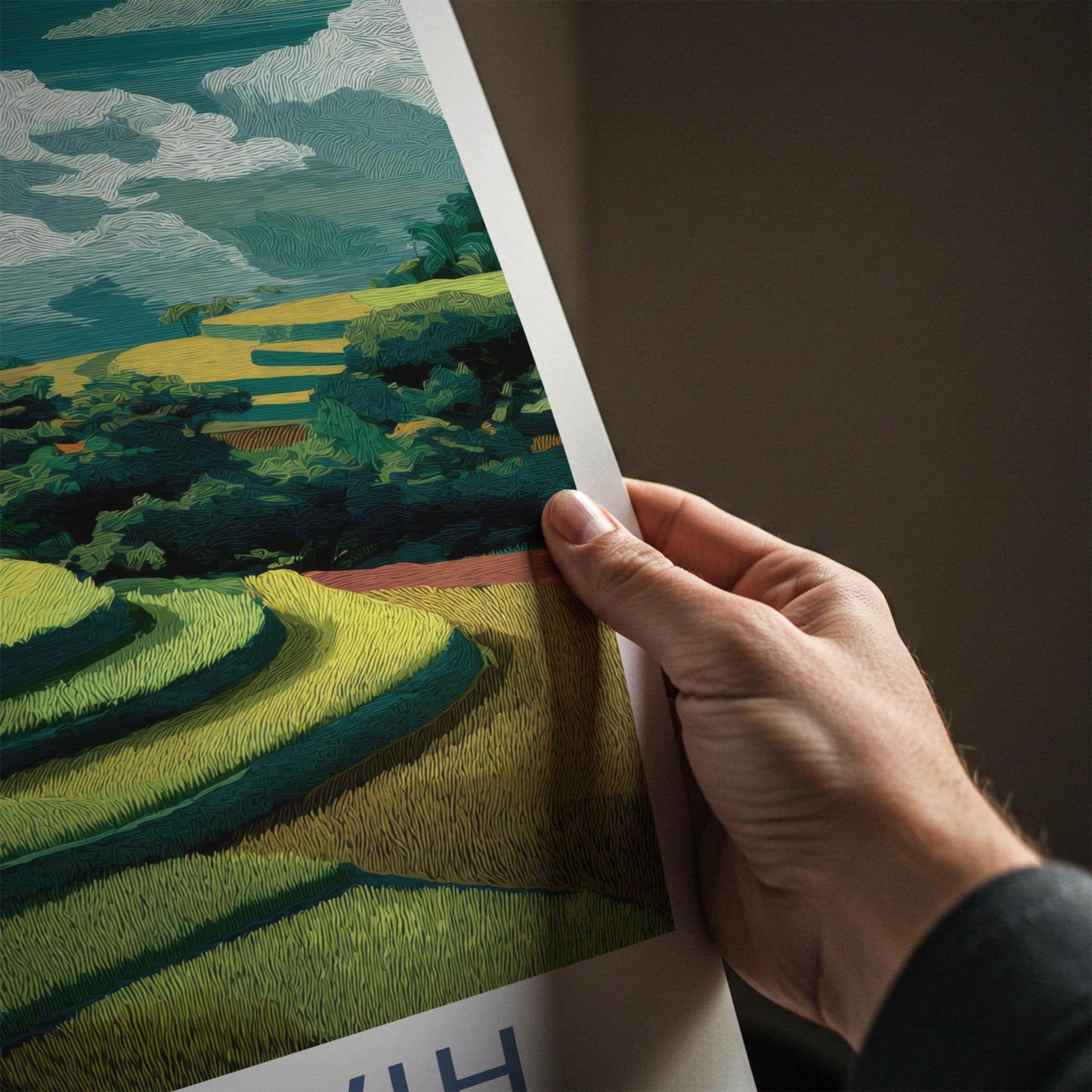 Jatiluwih Poster - Indonesia Travel Art - Lush Green Terraces Wall Decor