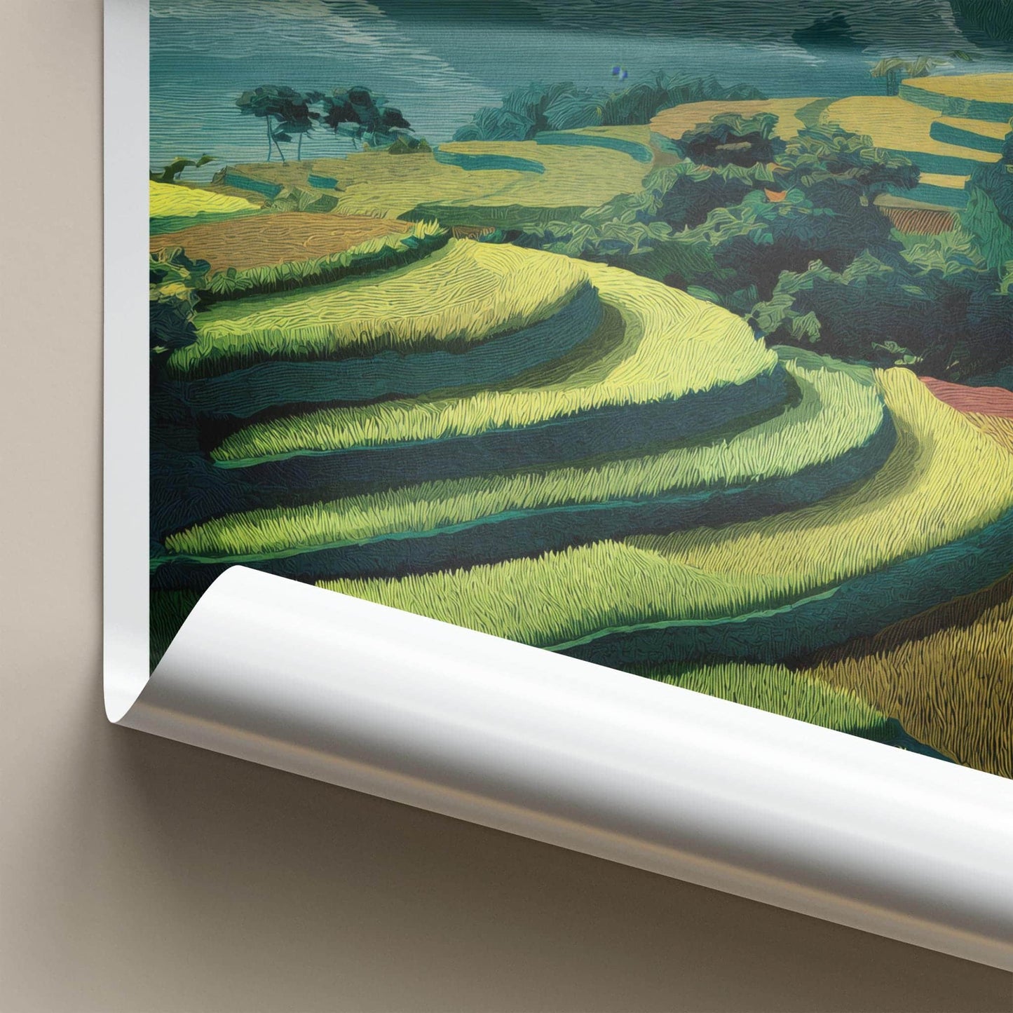 Jatiluwih Poster - Indonesia Travel Art - Lush Green Terraces Wall Decor