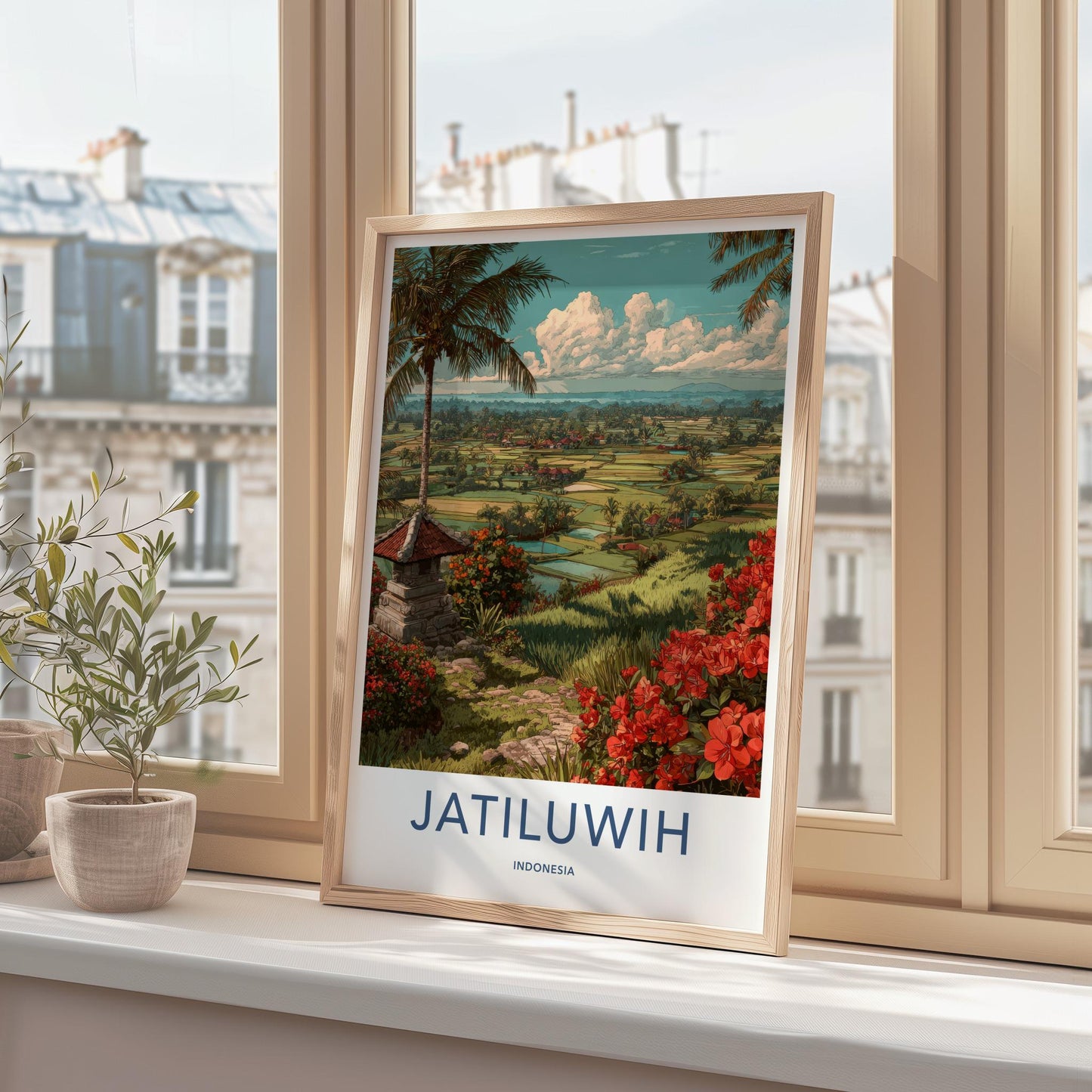 Jatiluwih Poster - Indonesia Travel Art - Lush Rice Terraces Home Decor