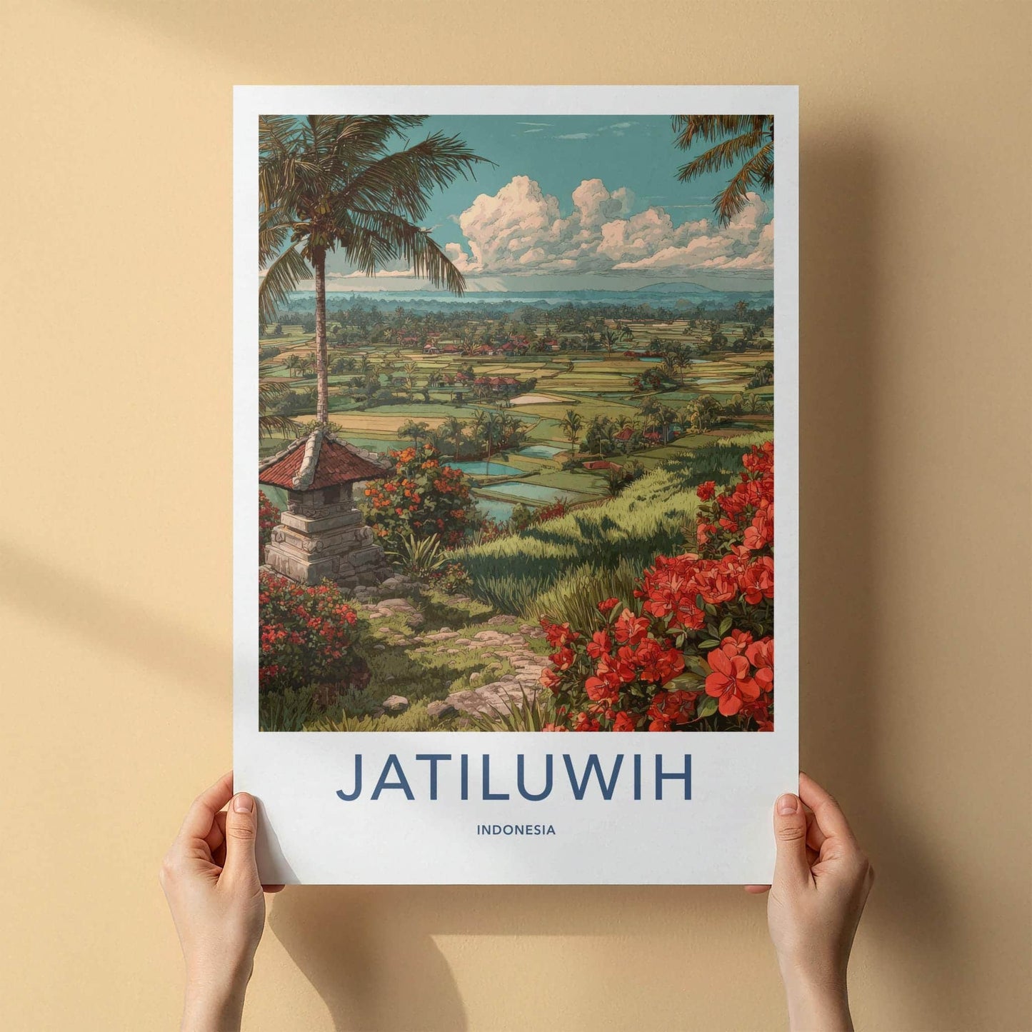 Jatiluwih Poster - Indonesia Travel Art - Lush Rice Terraces Home Decor