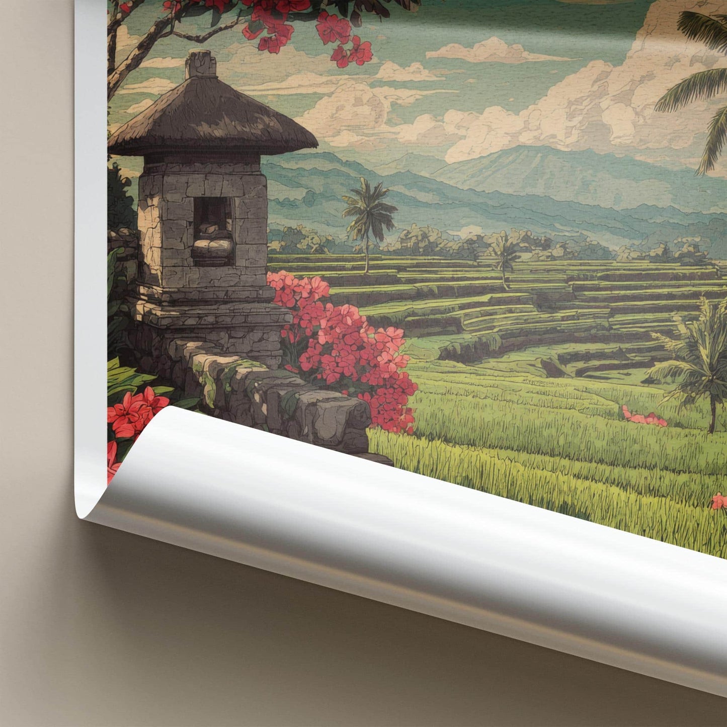 Jatiluwih Poster - Indonesia Travel Art - Lush Terrace Shrine Home Decor