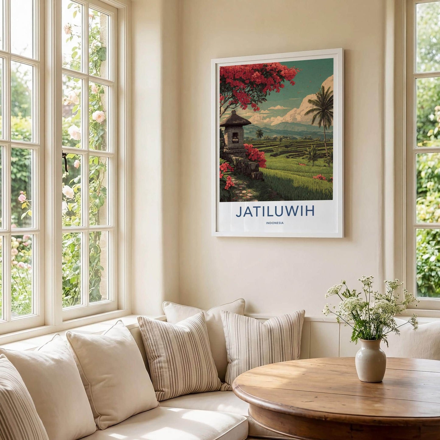 Jatiluwih Poster - Indonesia Travel Art - Lush Terrace Shrine Home Decor