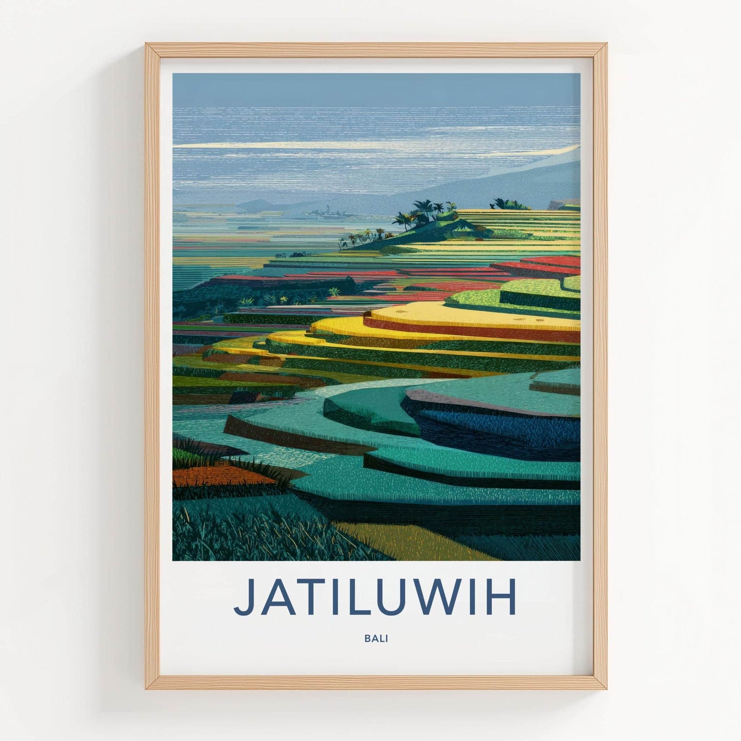 Jatiluwih Poster - Indonesia Travel Art - Terraced Rice Fields Home Decor