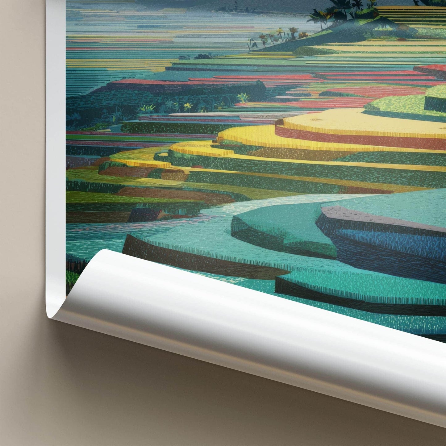 Jatiluwih Poster - Indonesia Travel Art - Terraced Rice Fields Home Decor