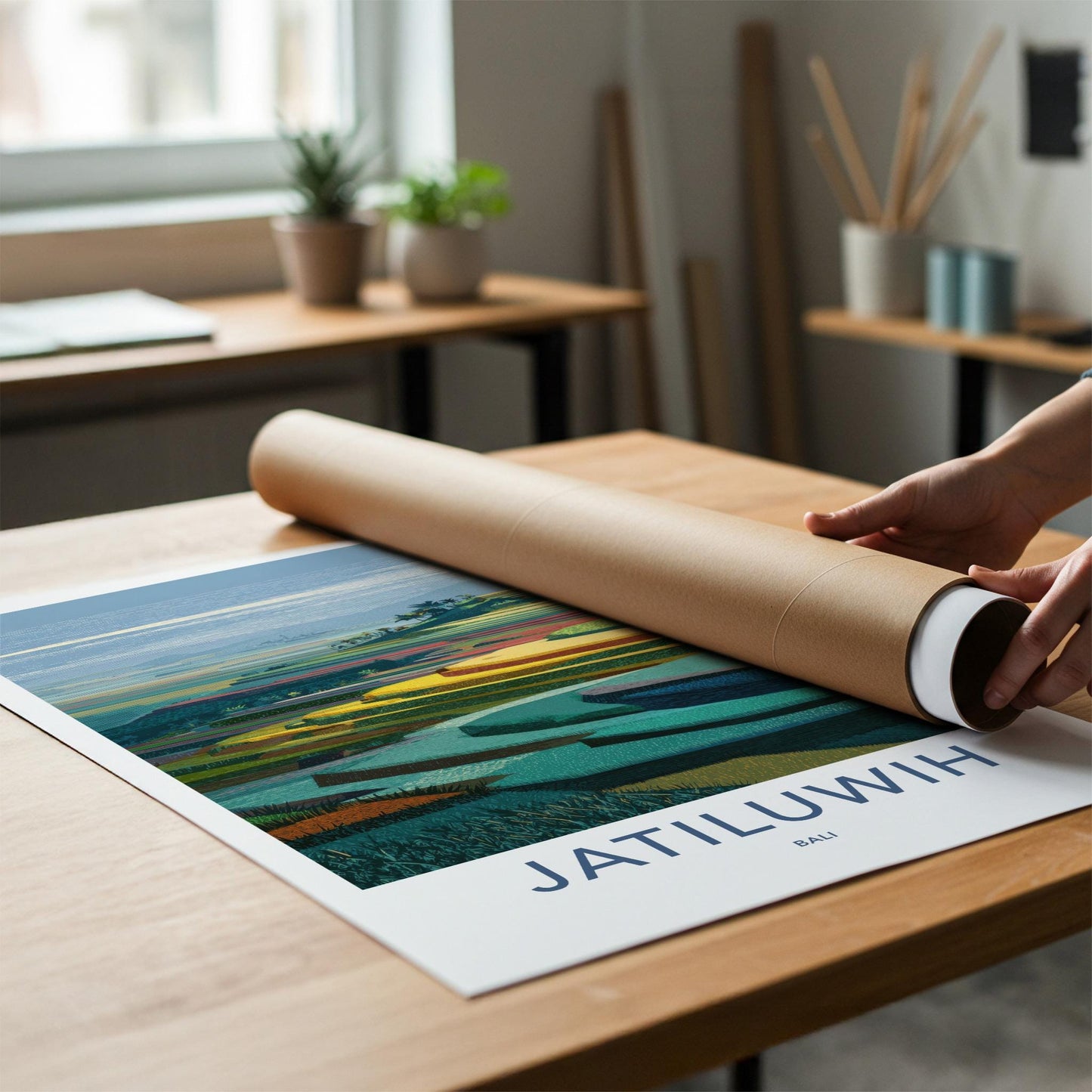 Jatiluwih Poster - Indonesia Travel Art - Terraced Rice Fields Home Decor