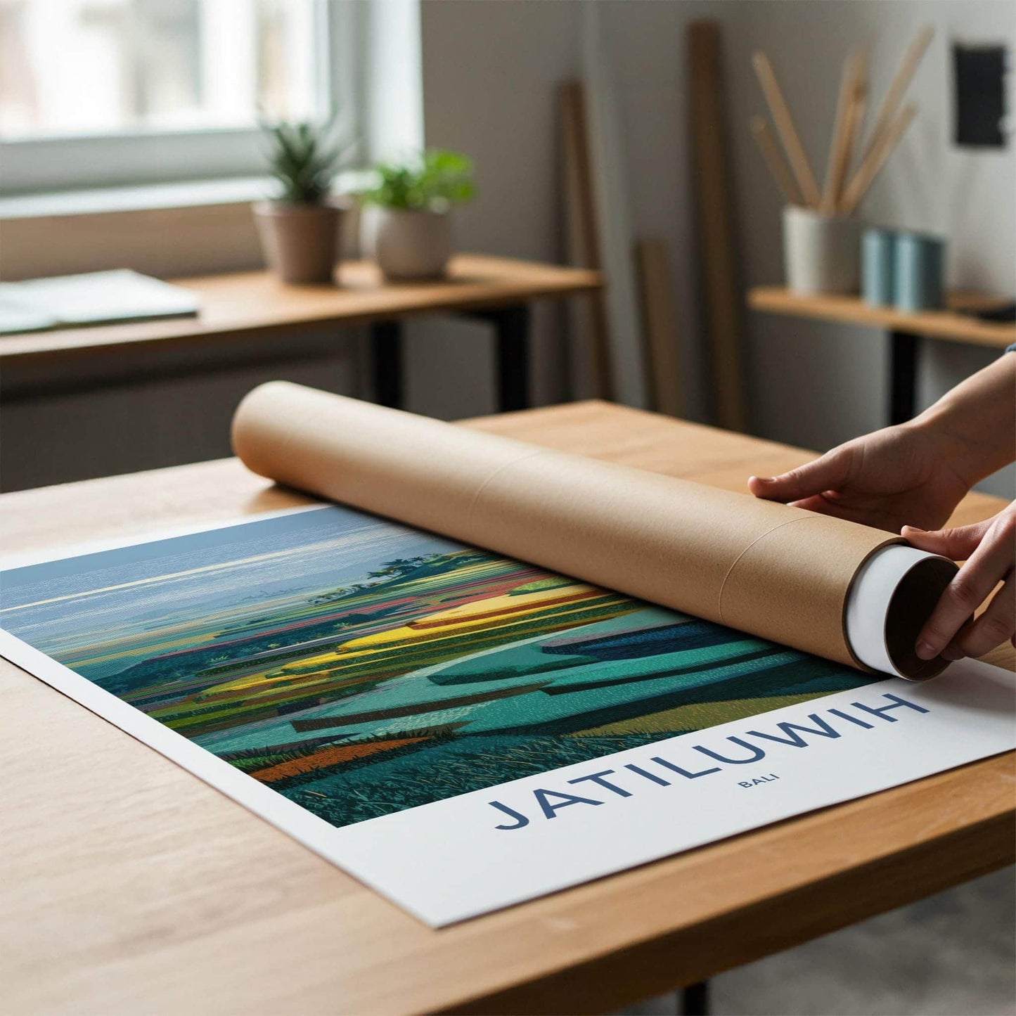 Jatiluwih Poster - Indonesia Travel Art - Terraced Rice Fields Home Decor
