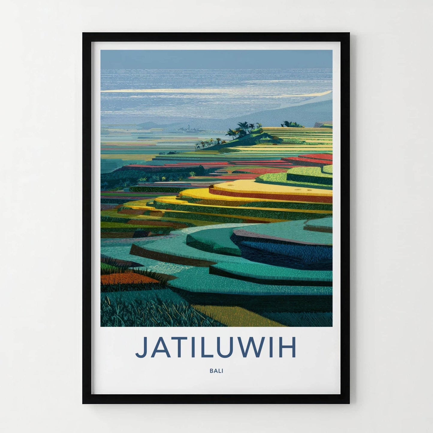 Jatiluwih Poster - Indonesia Travel Art - Terraced Rice Fields Home Decor