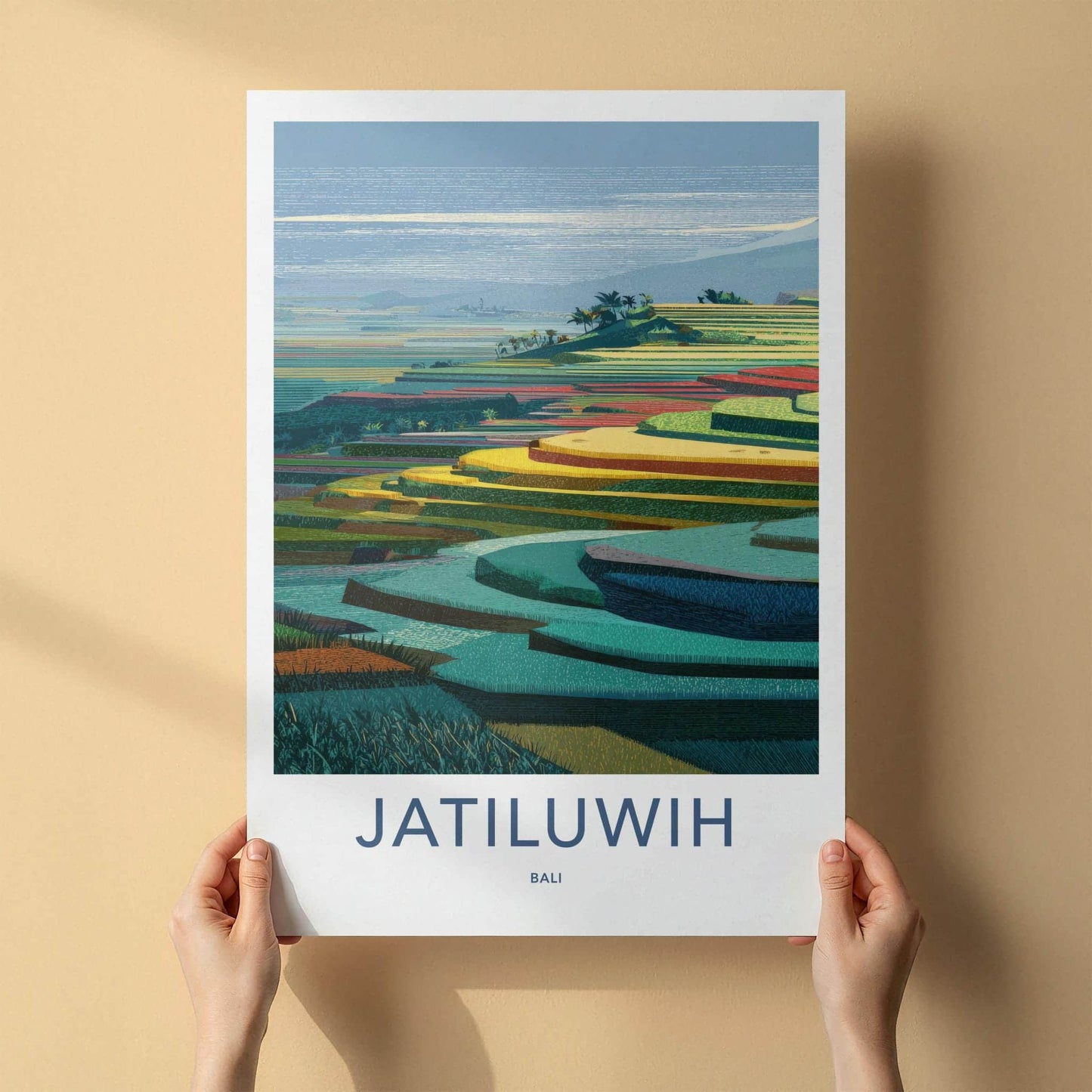Jatiluwih Poster - Indonesia Travel Art - Terraced Rice Fields Home Decor