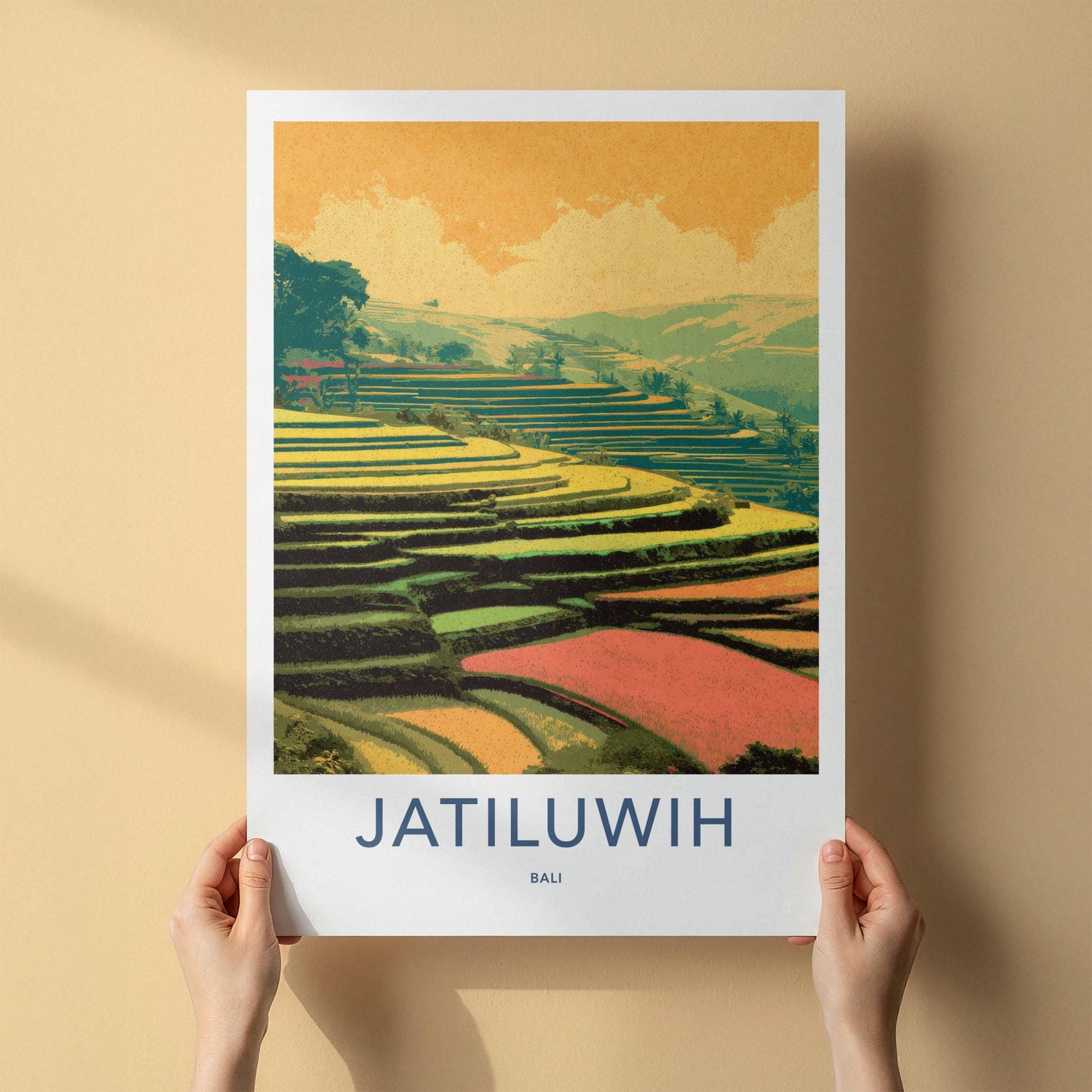 Jatiluwih Poster - Indonesia Travel Art - Vibrant Rice Fields Home Decor