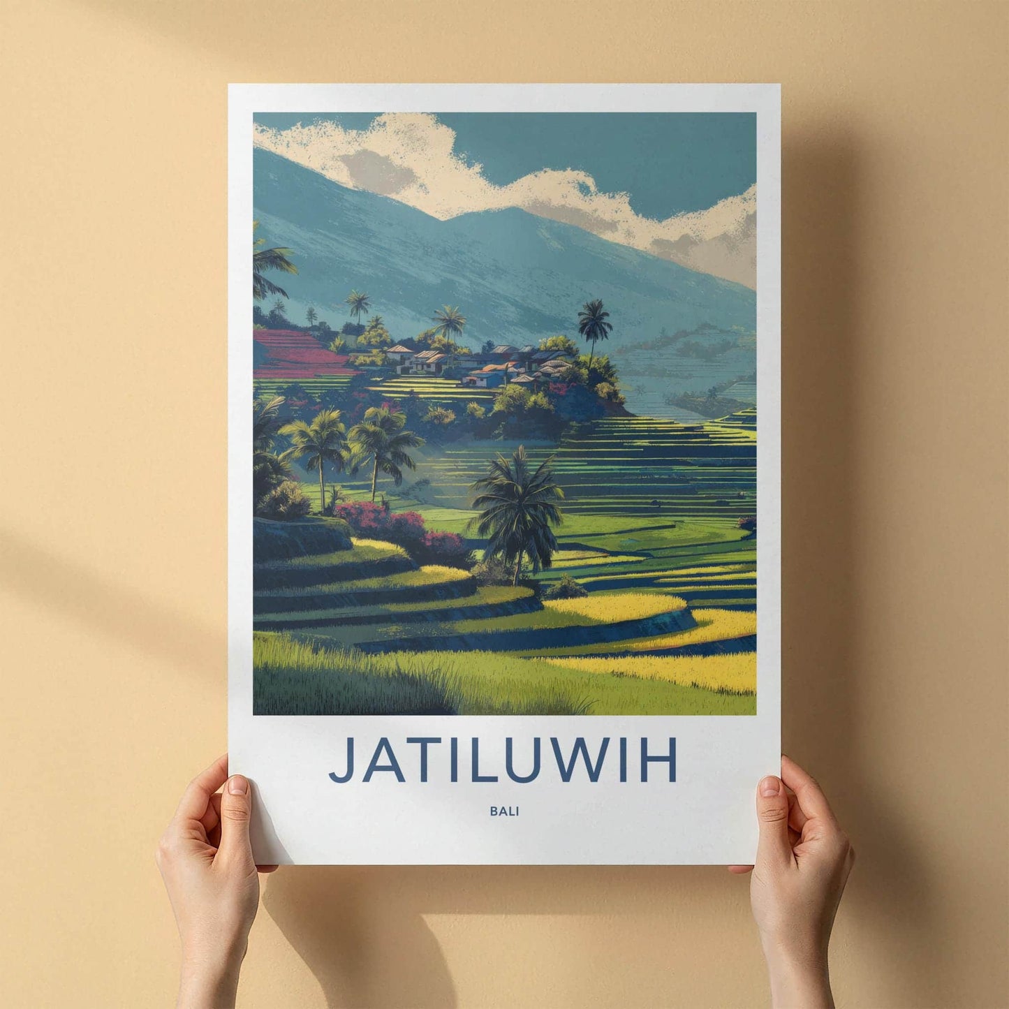 Jatiluwiih Poster - Indonesia Travel Art - Lush Terrace Village Home Decor