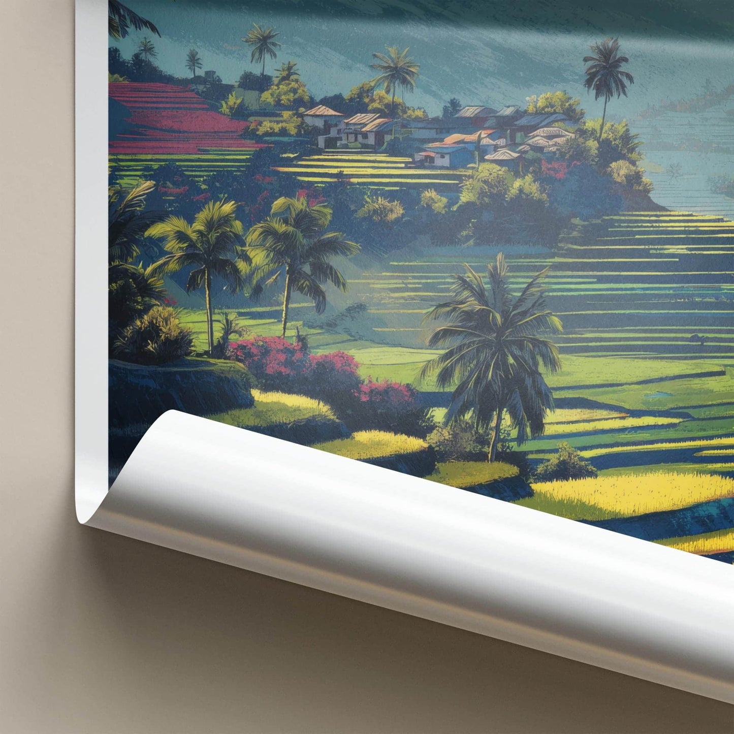 Jatiluwiih Poster - Indonesia Travel Art - Lush Terrace Village Home Decor
