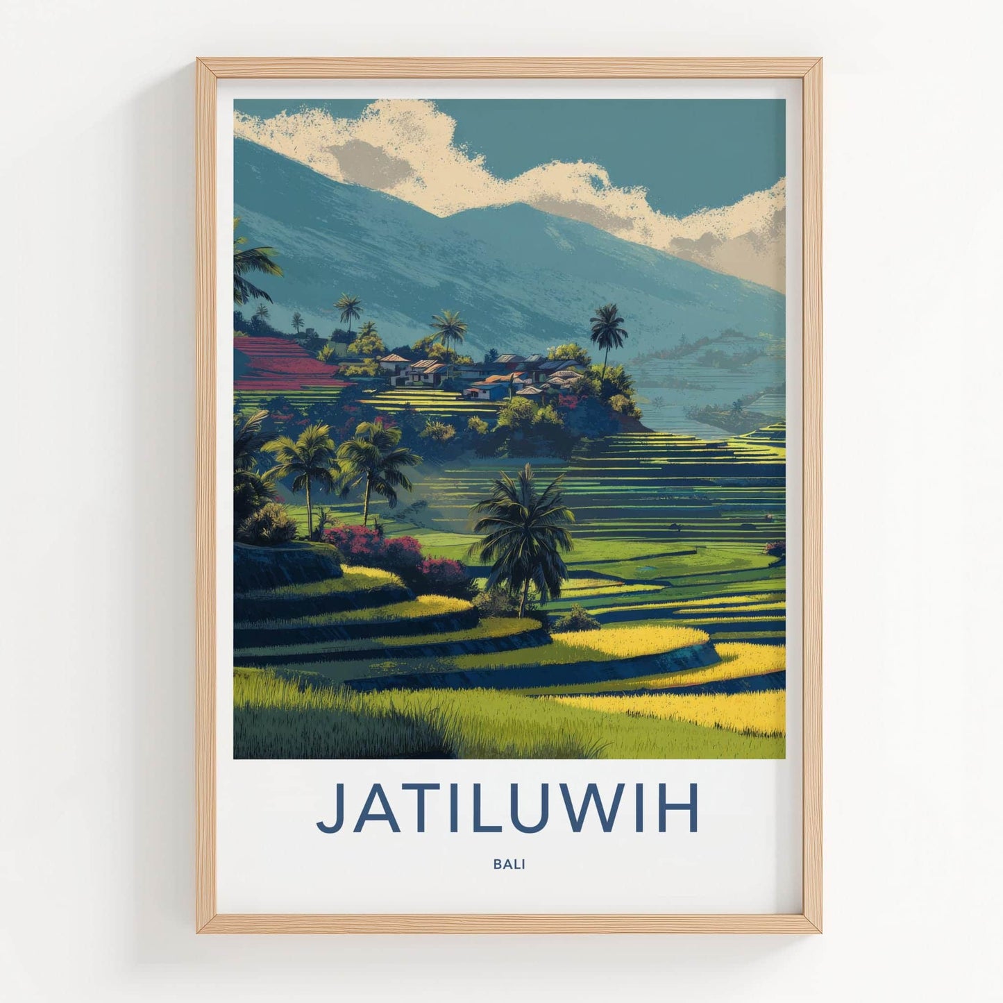 Jatiluwiih Poster - Indonesia Travel Art - Lush Terrace Village Home Decor