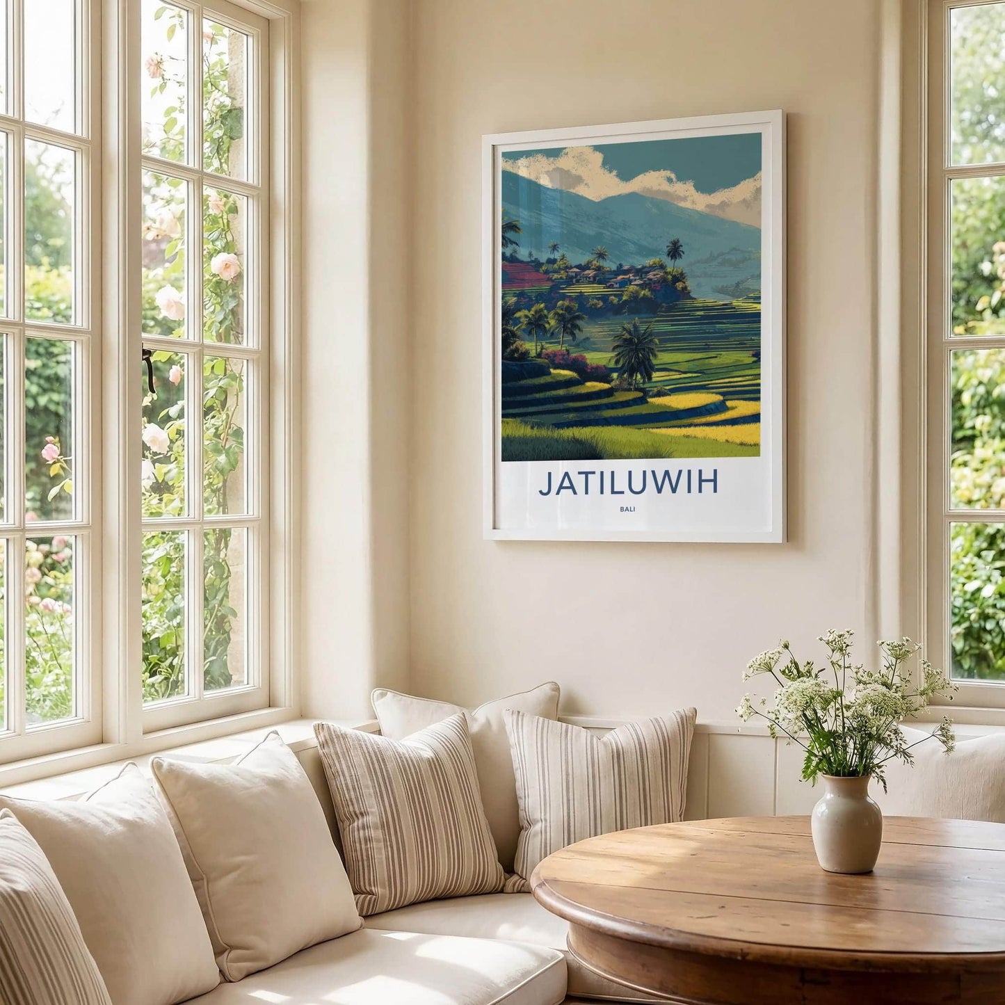 Jatiluwiih Poster - Indonesia Travel Art - Lush Terrace Village Home Decor
