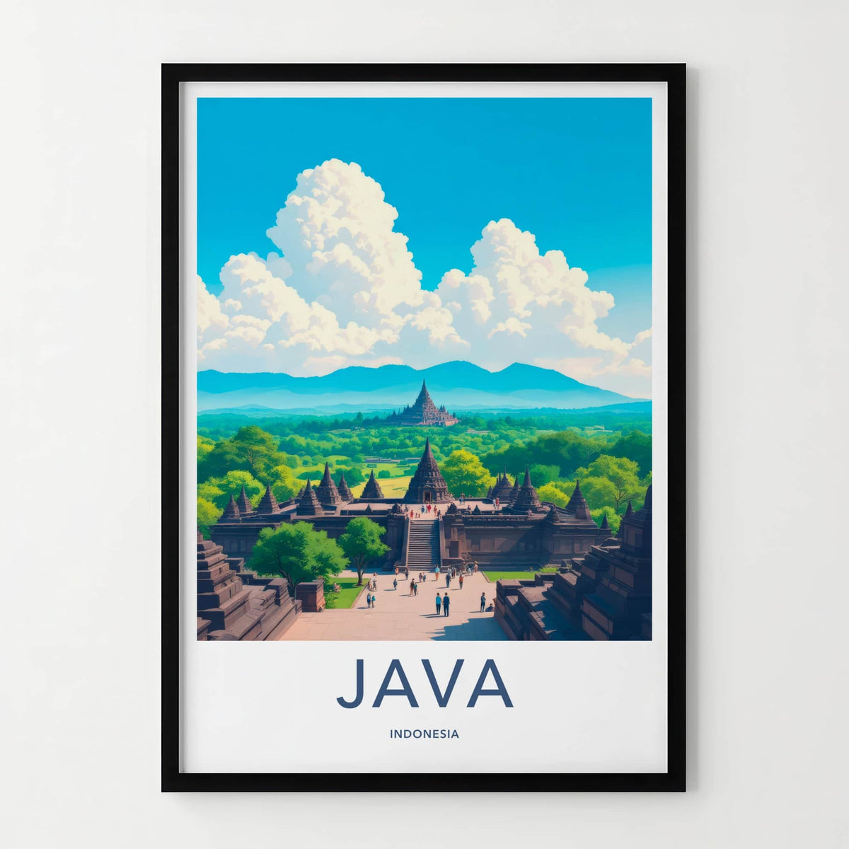 Java Poster - Indonesia Travel Art - Ancient Temple Complex Home Decor