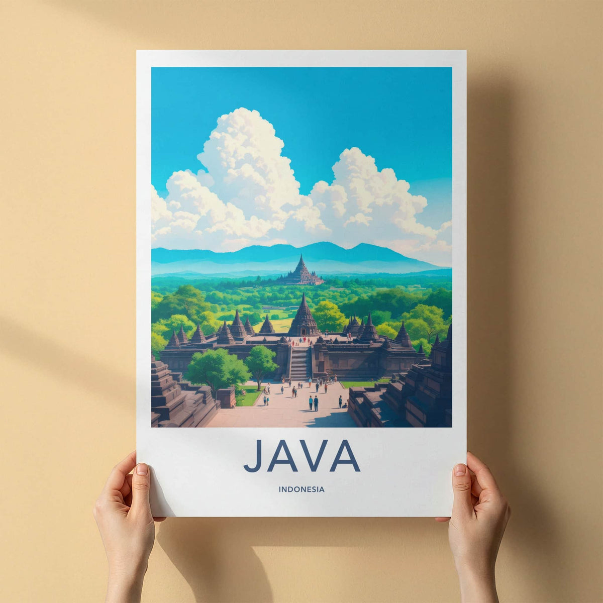 Java Poster - Indonesia Travel Art - Ancient Temple Complex Home Decor