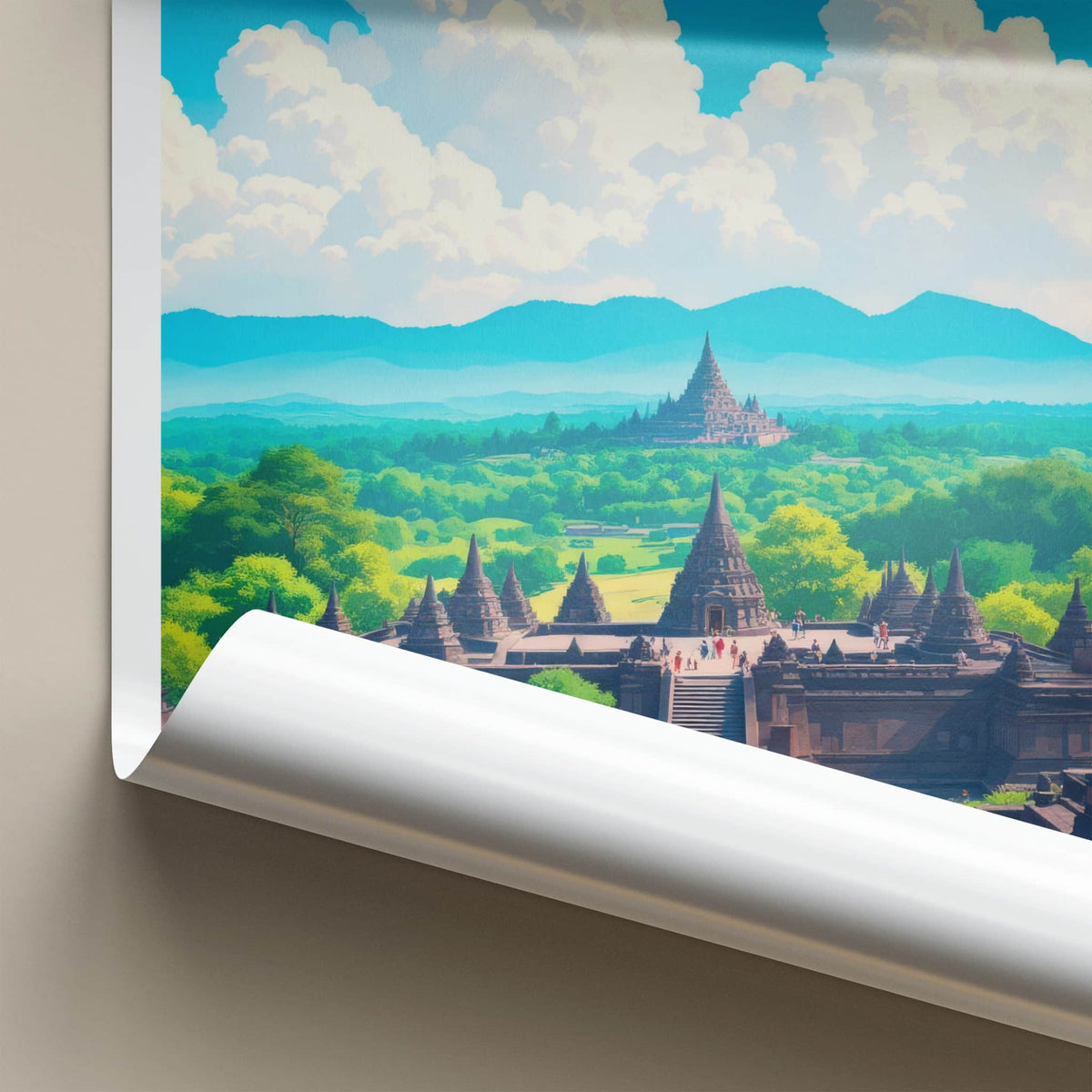 Java Poster - Indonesia Travel Art - Ancient Temple Complex Home Decor