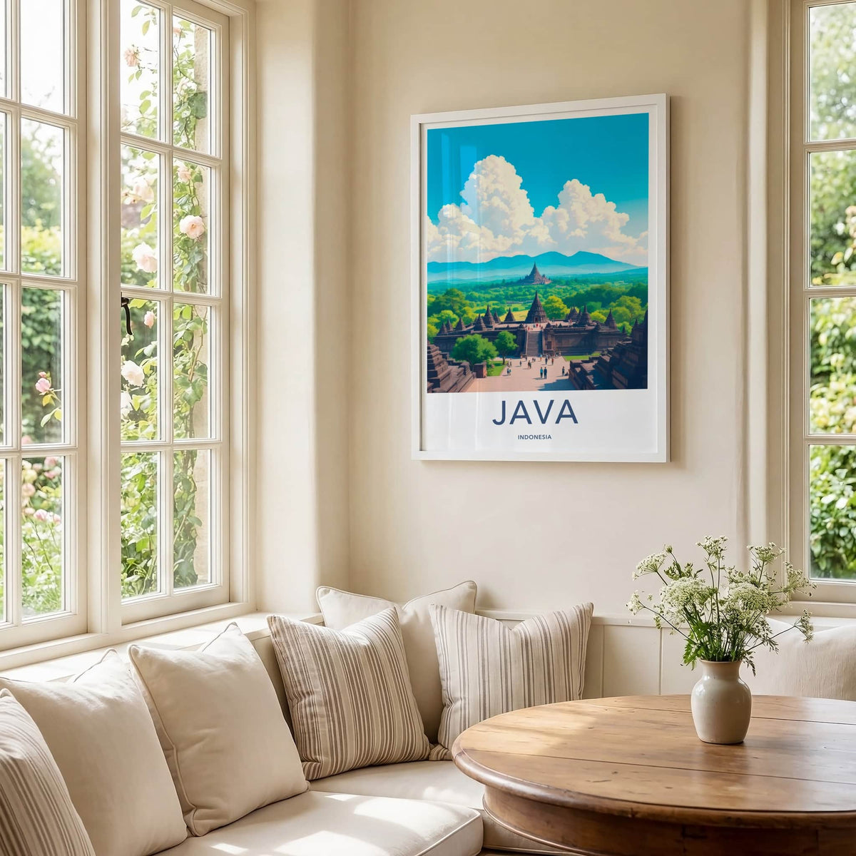Java Poster - Indonesia Travel Art - Ancient Temple Complex Home Decor