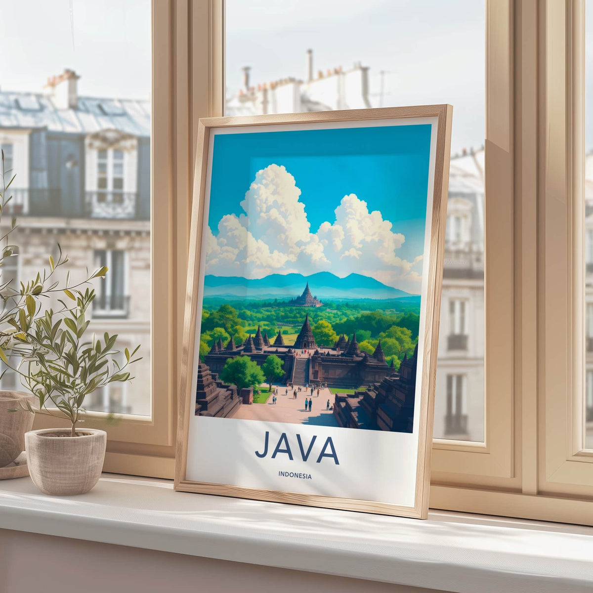 Java Poster - Indonesia Travel Art - Ancient Temple Complex Home Decor