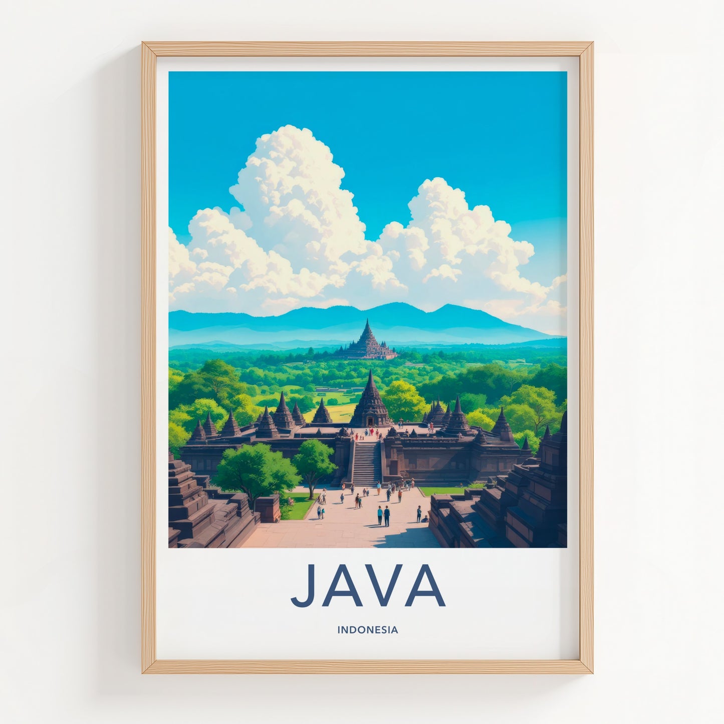 Java Poster - Indonesia Travel Art - Ancient Temple Complex Home Decor