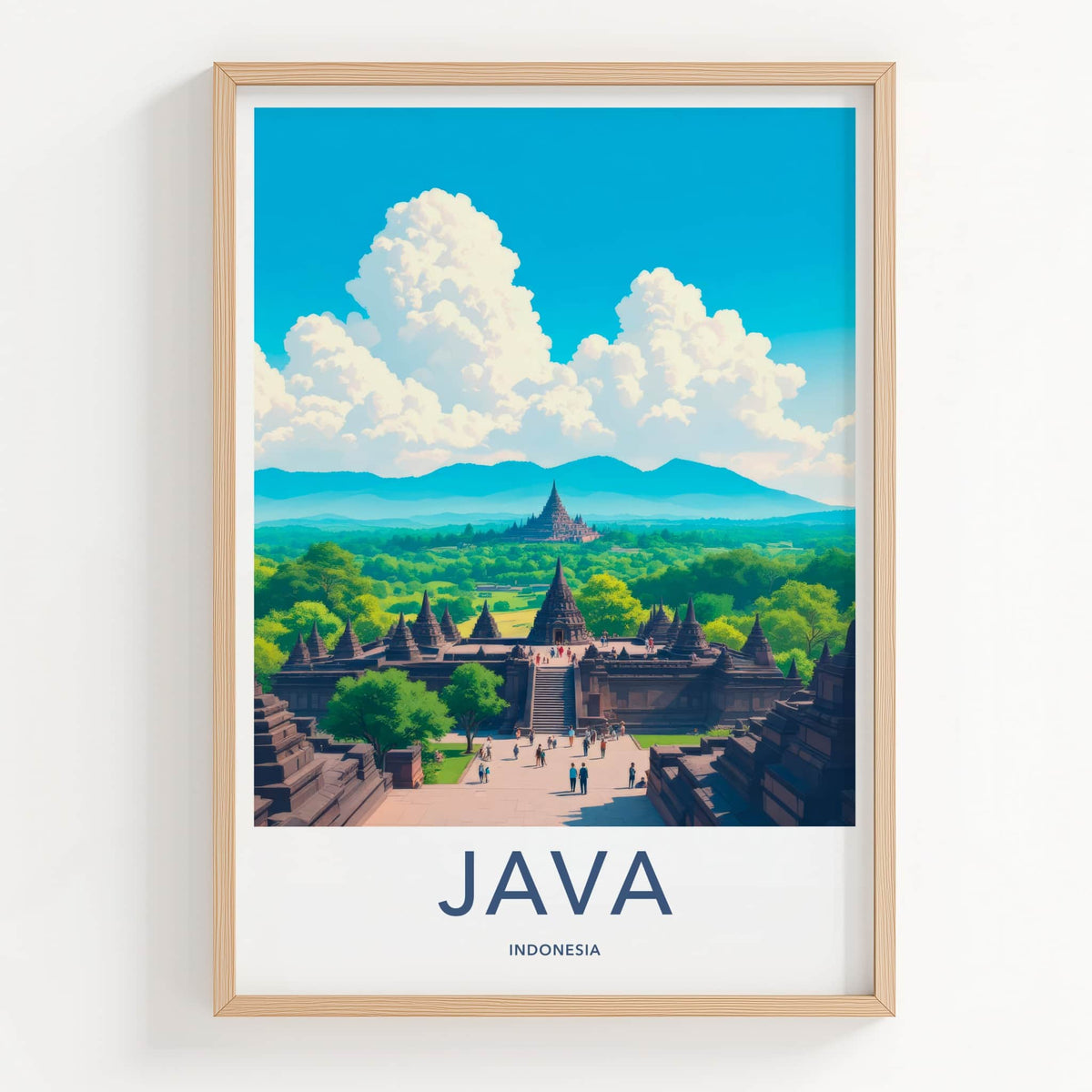Java Poster - Indonesia Travel Art - Ancient Temple Complex Home Decor
