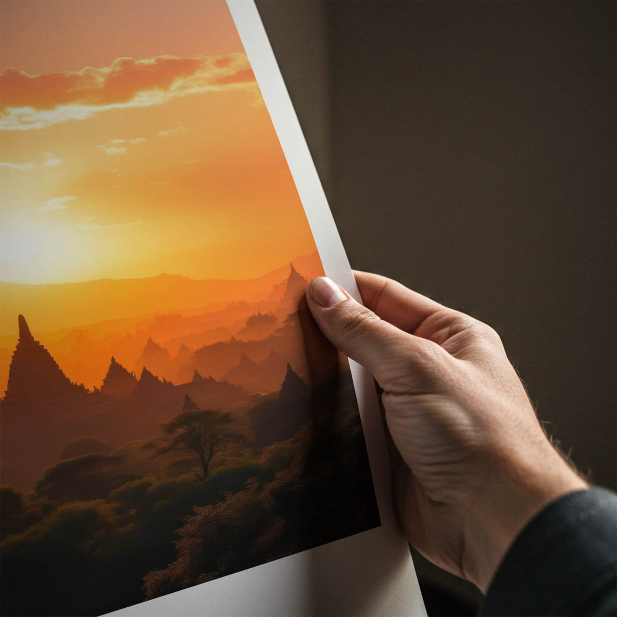 Java Poster - Indonesia Travel Art - Golden Sunset Temples Home Decor
