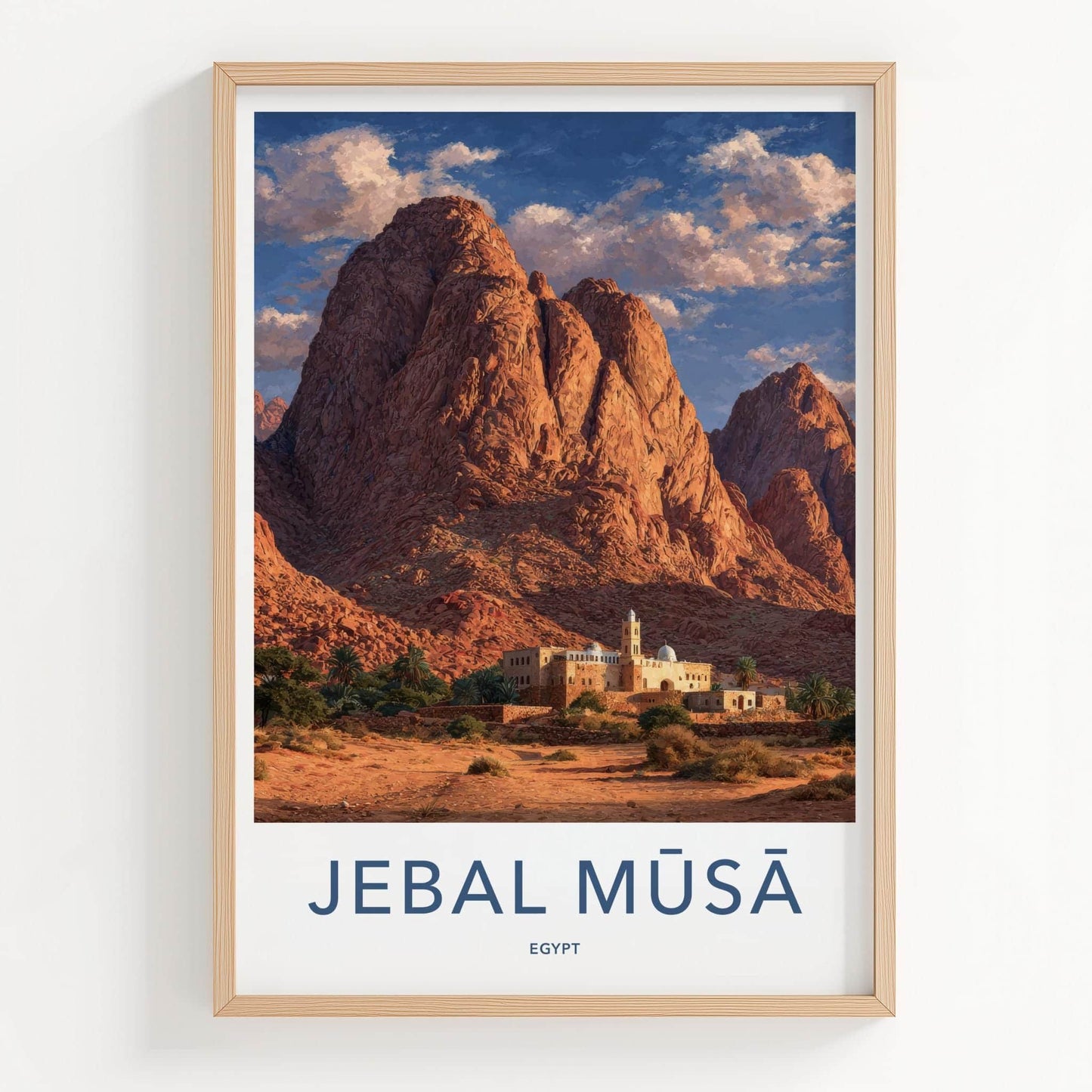 Jebal Musa Poster - Egypt Travel Art - Desert Mountain Monastery Home Decor
