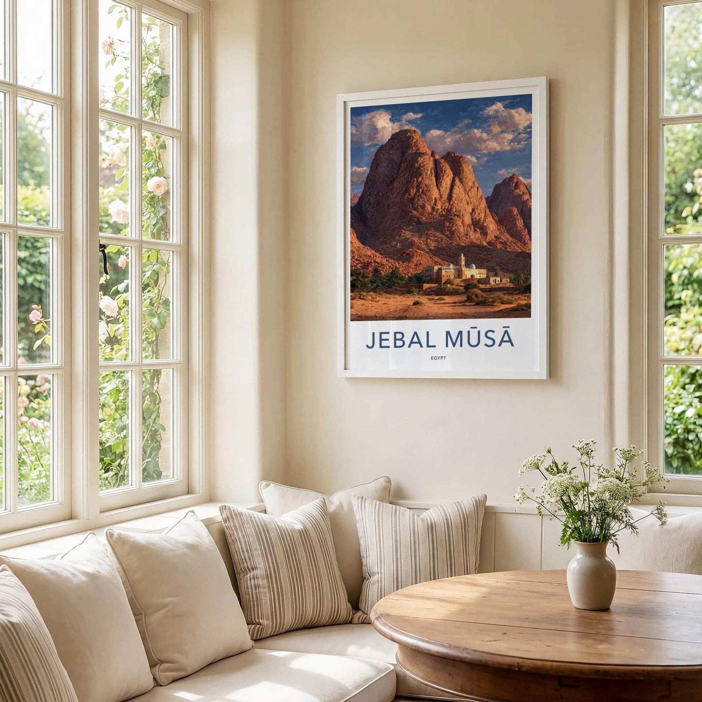 Jebal Musa Poster - Egypt Travel Art - Desert Mountain Monastery Home Decor