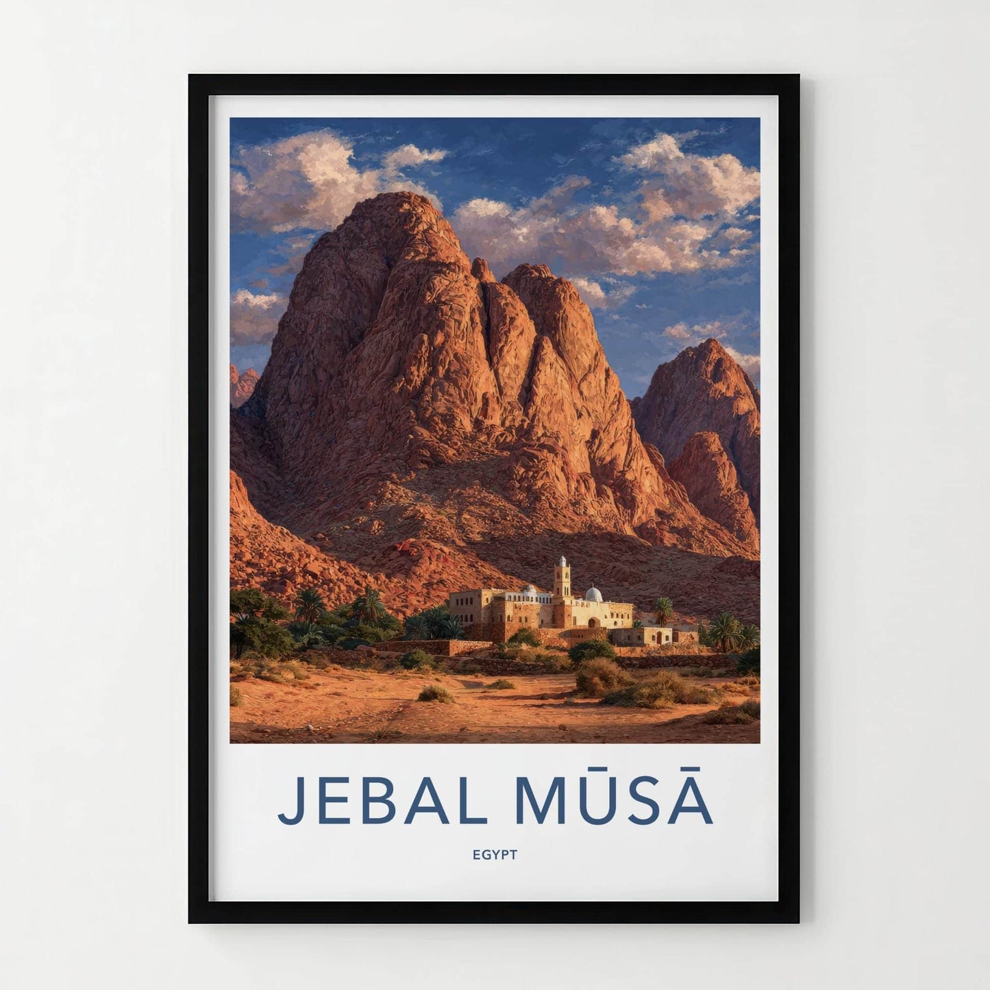 Jebal Musa Poster - Egypt Travel Art - Desert Mountain Monastery Home Decor