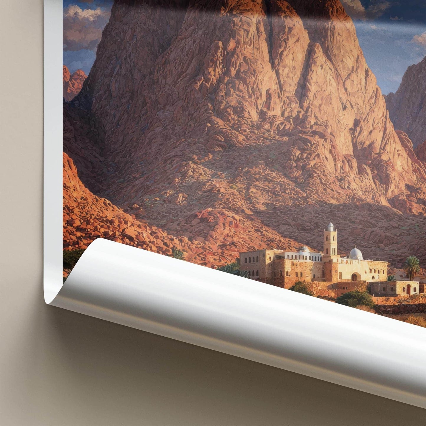 Jebal Musa Poster - Egypt Travel Art - Desert Mountain Monastery Home Decor