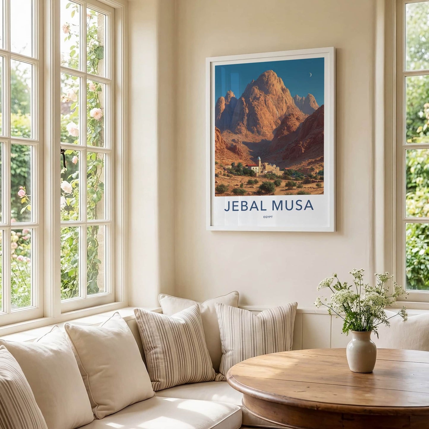 Jebal Musa Poster - Egypt Travel Print - Desert Mountain Village Home Decor