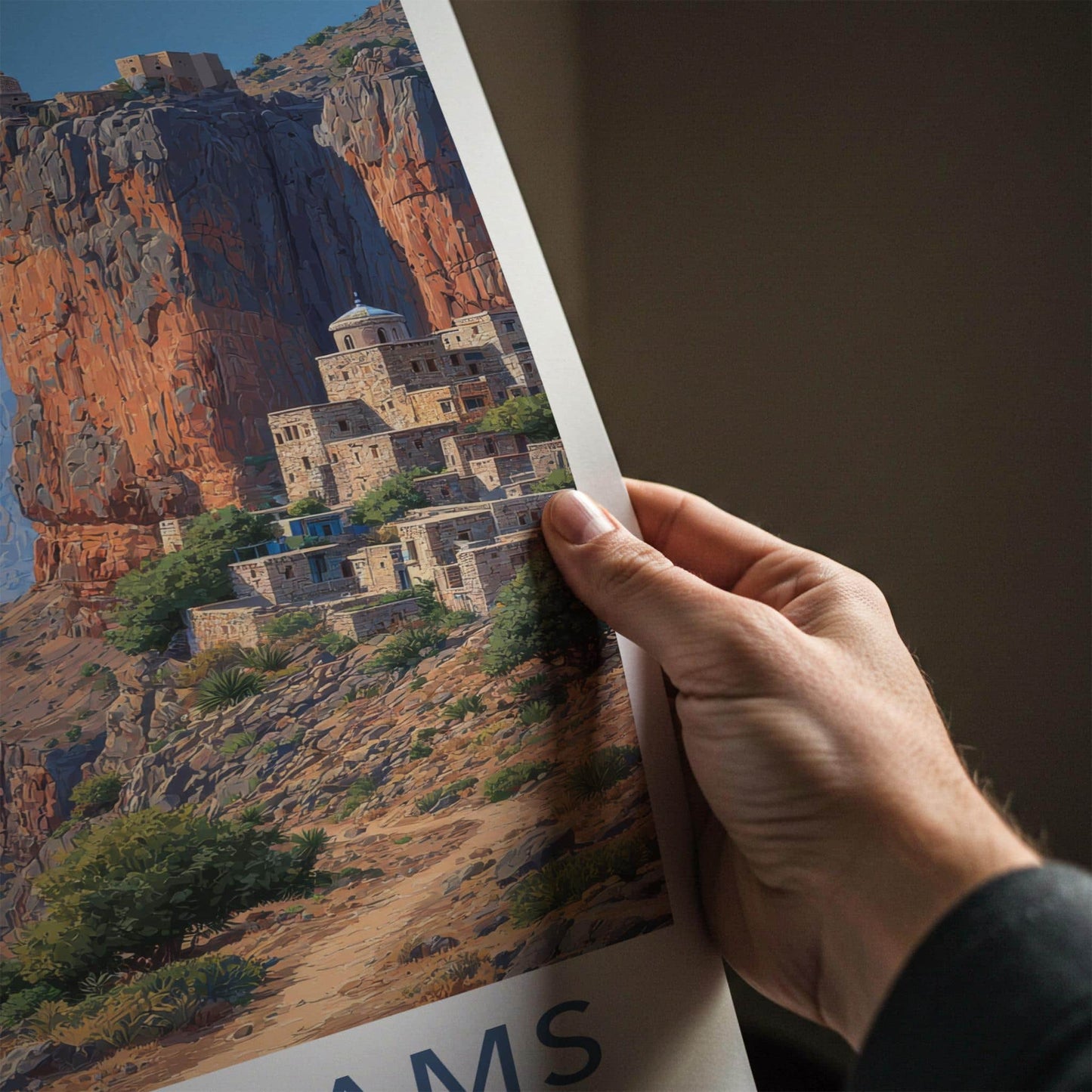 Jebel Shams Poster - Oman Travel Art - Canyon Village View Home Decor