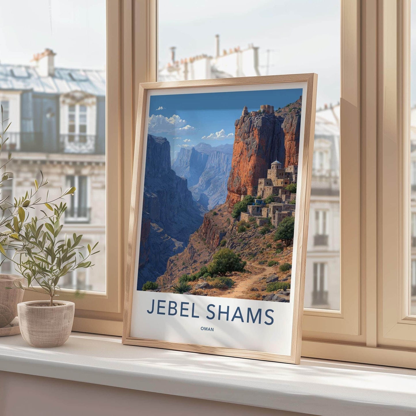 Jebel Shams Poster - Oman Travel Art - Canyon Village View Home Decor