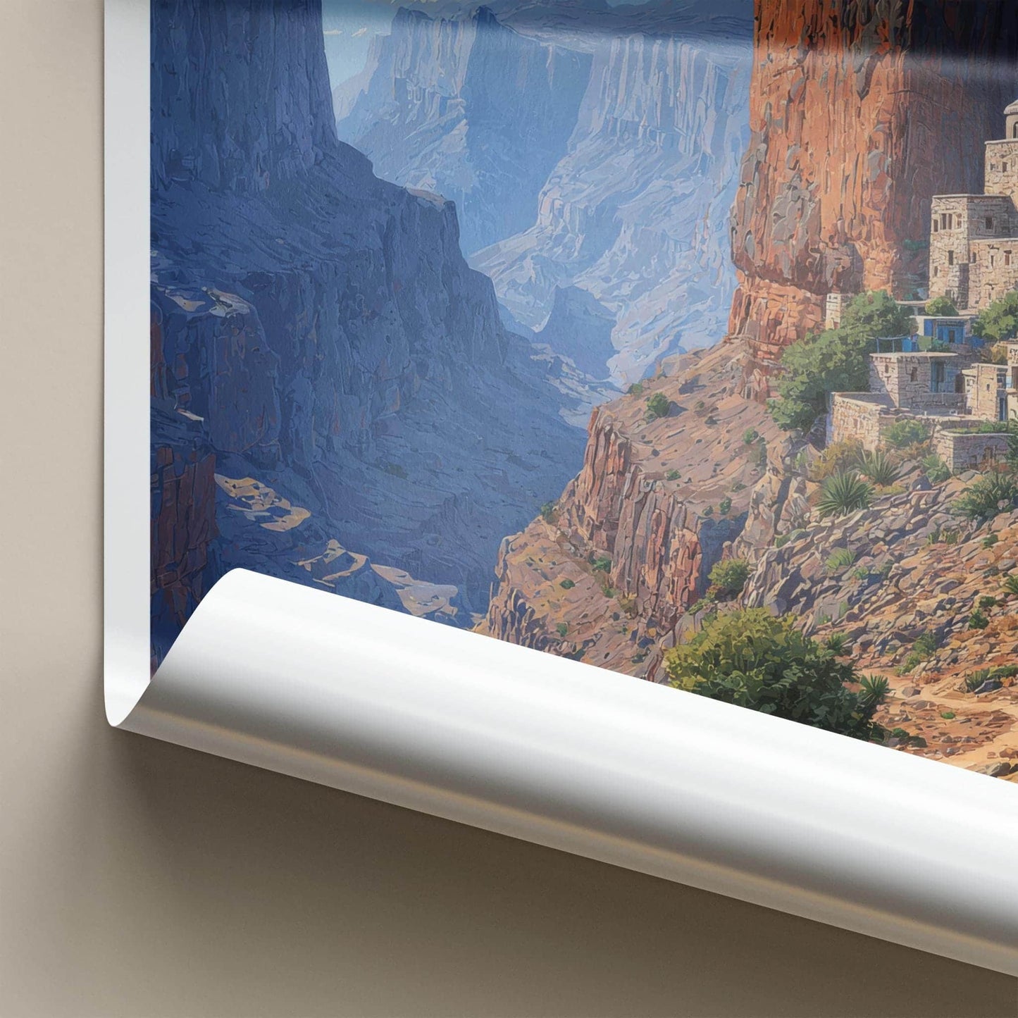 Jebel Shams Poster - Oman Travel Art - Canyon Village View Home Decor