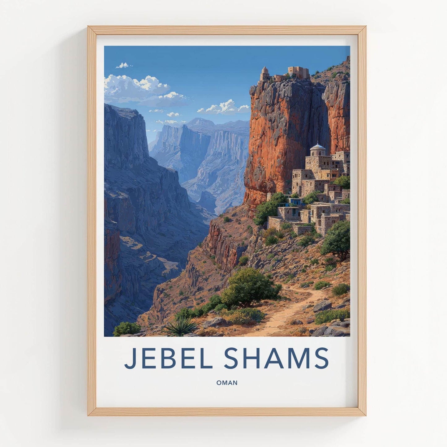 Jebel Shams Poster - Oman Travel Art - Canyon Village View Home Decor