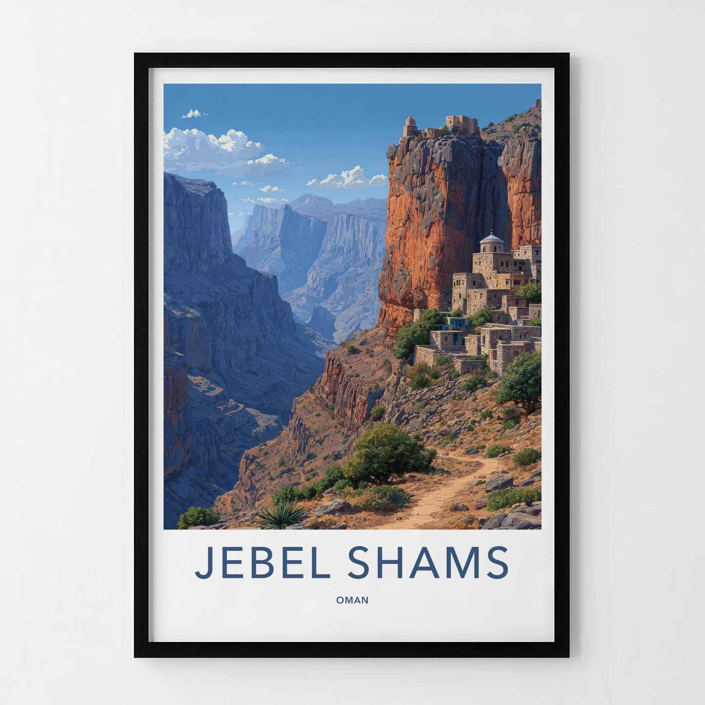 Jebel Shams Poster - Oman Travel Art - Canyon Village View Home Decor