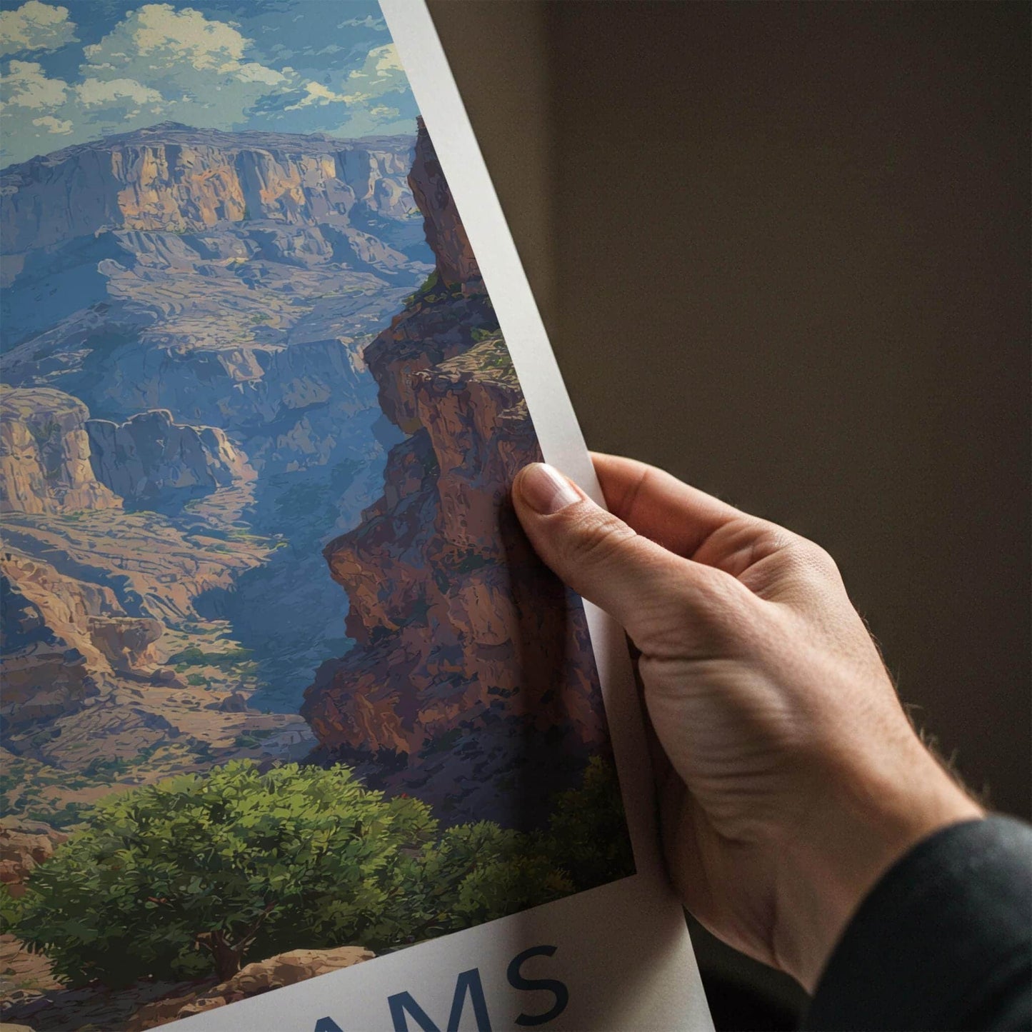 Jebel Shams Poster - Oman Travel Art - Cliffside Village Canyon Wall Decor