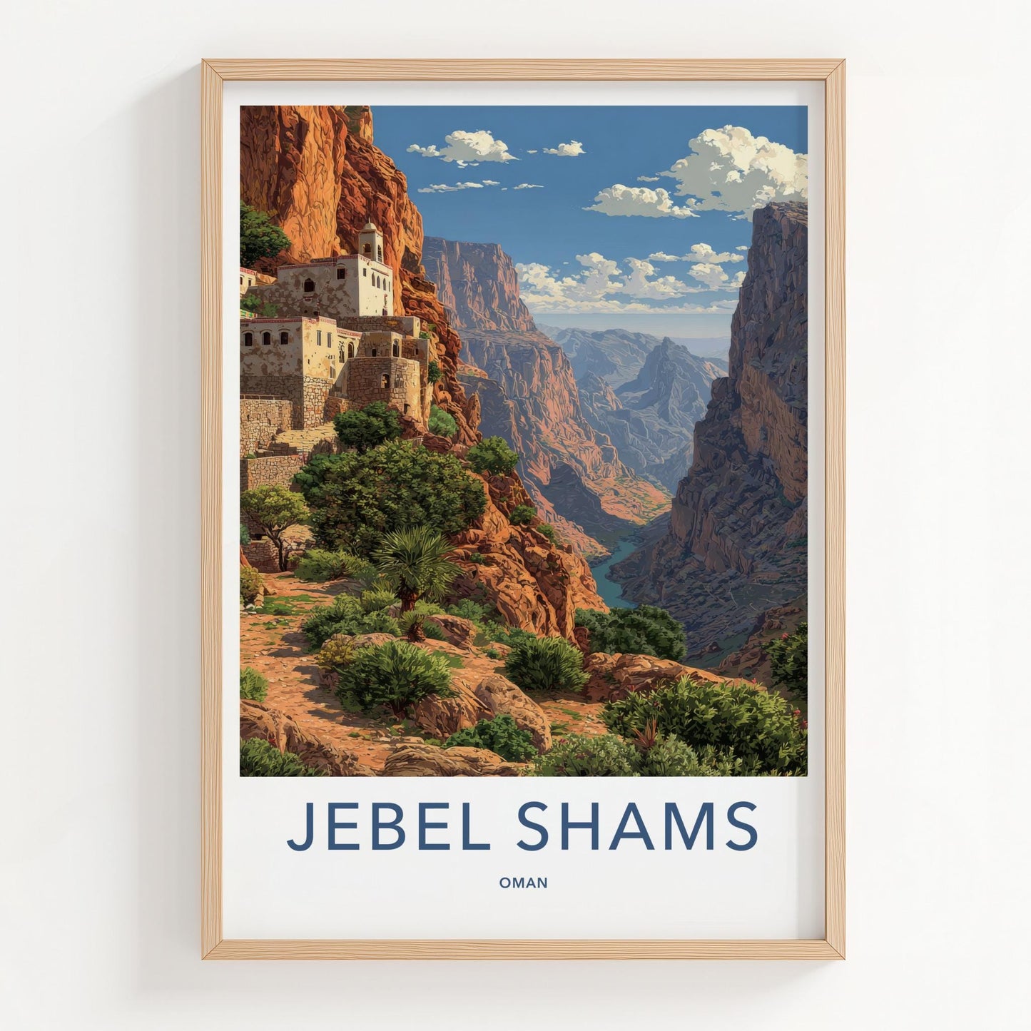 JEBEL SHAMS Poster - Oman Travel Art - Mountain Village Vista Home Decor