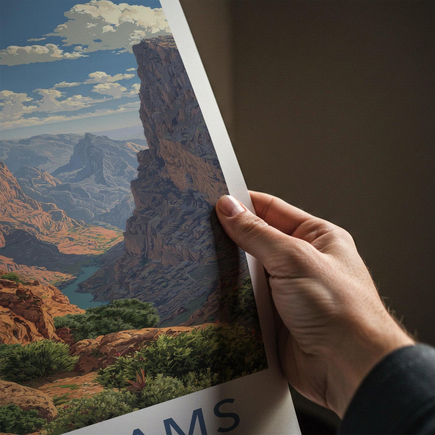 JEBEL SHAMS Poster - Oman Travel Art - Mountain Village Vista Home Decor