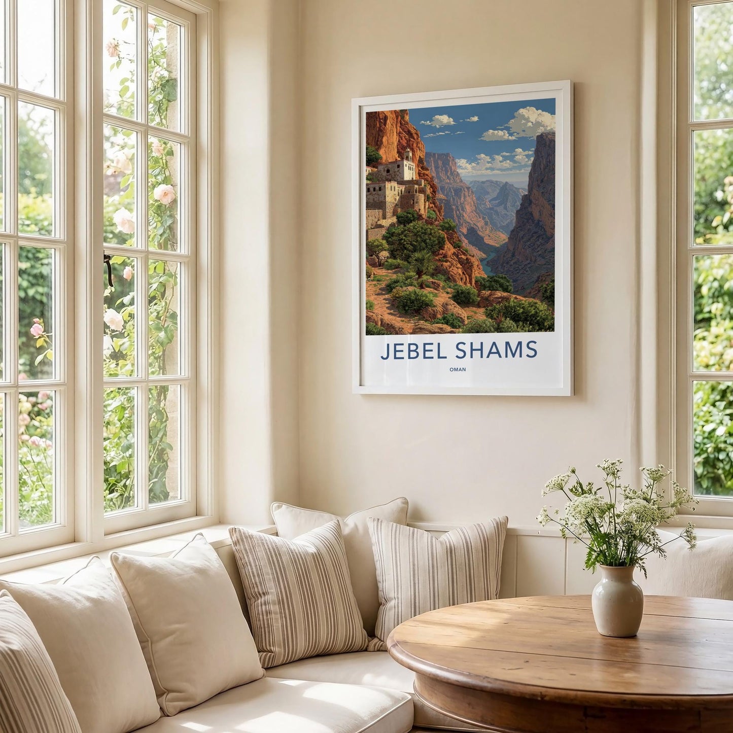 JEBEL SHAMS Poster - Oman Travel Art - Mountain Village Vista Home Decor
