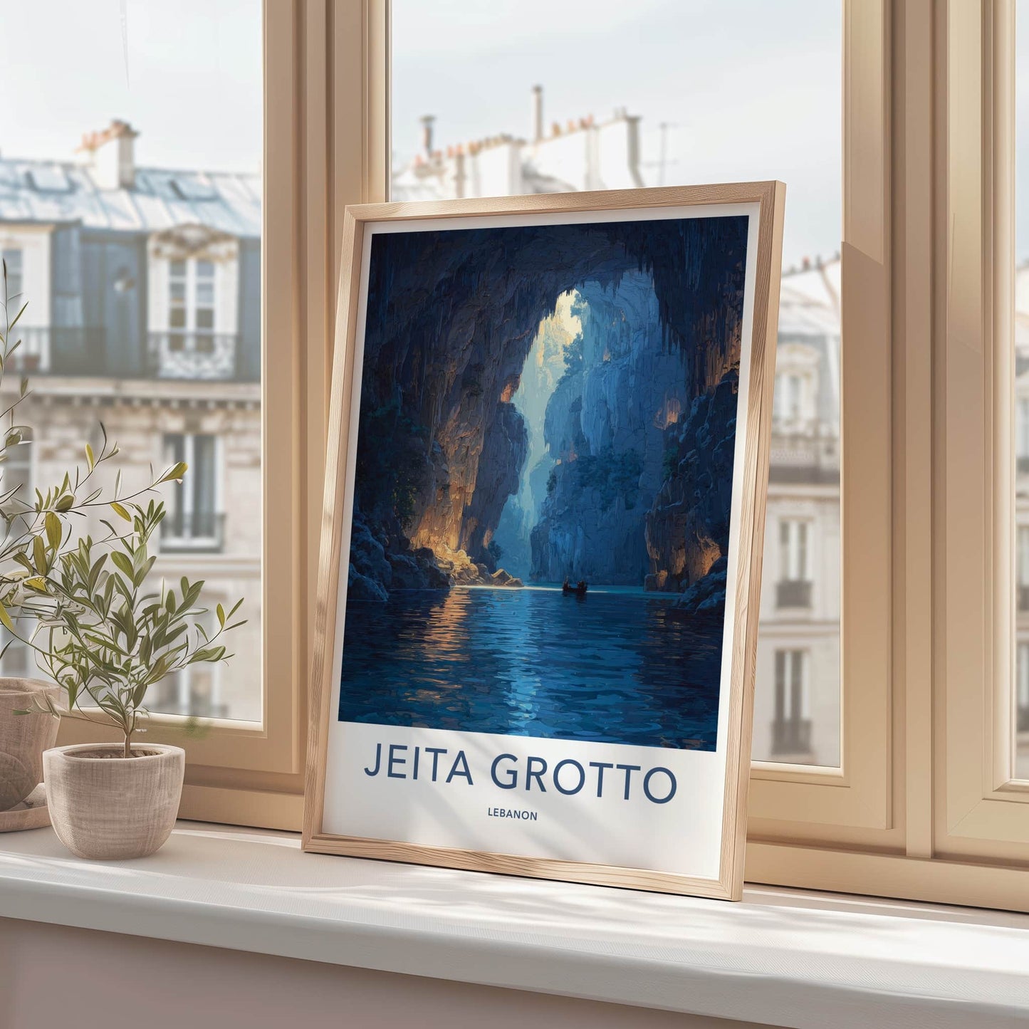 Jeita Grotto Poster - Lebanon Travel Art - Cave River Boat Gallery Art