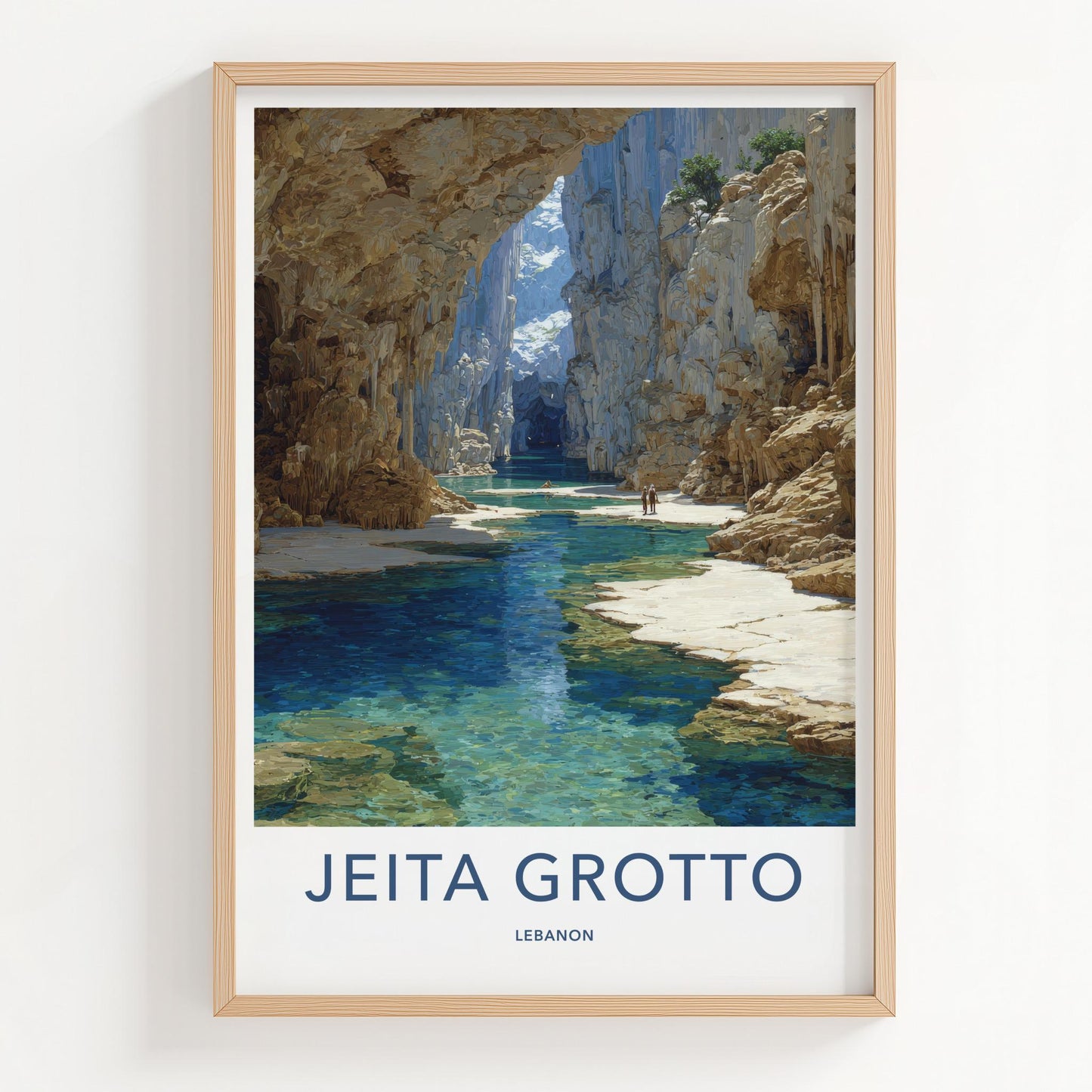 Jeita Grotto Poster - Lebanon Travel Art - Deep Cavern Waters Home Decor